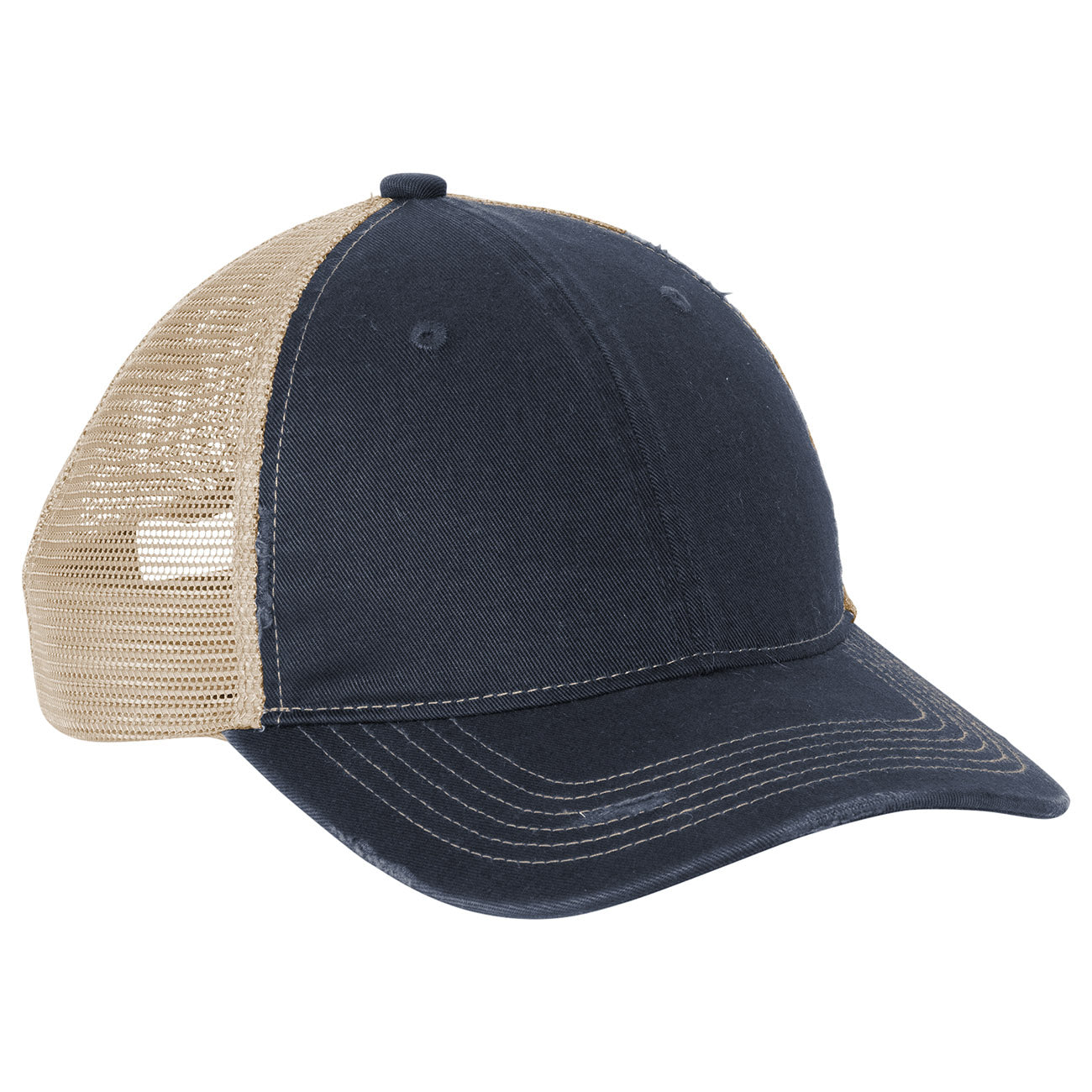 Grey Steel Ball Cap - Port Authority - Distressed Mesh