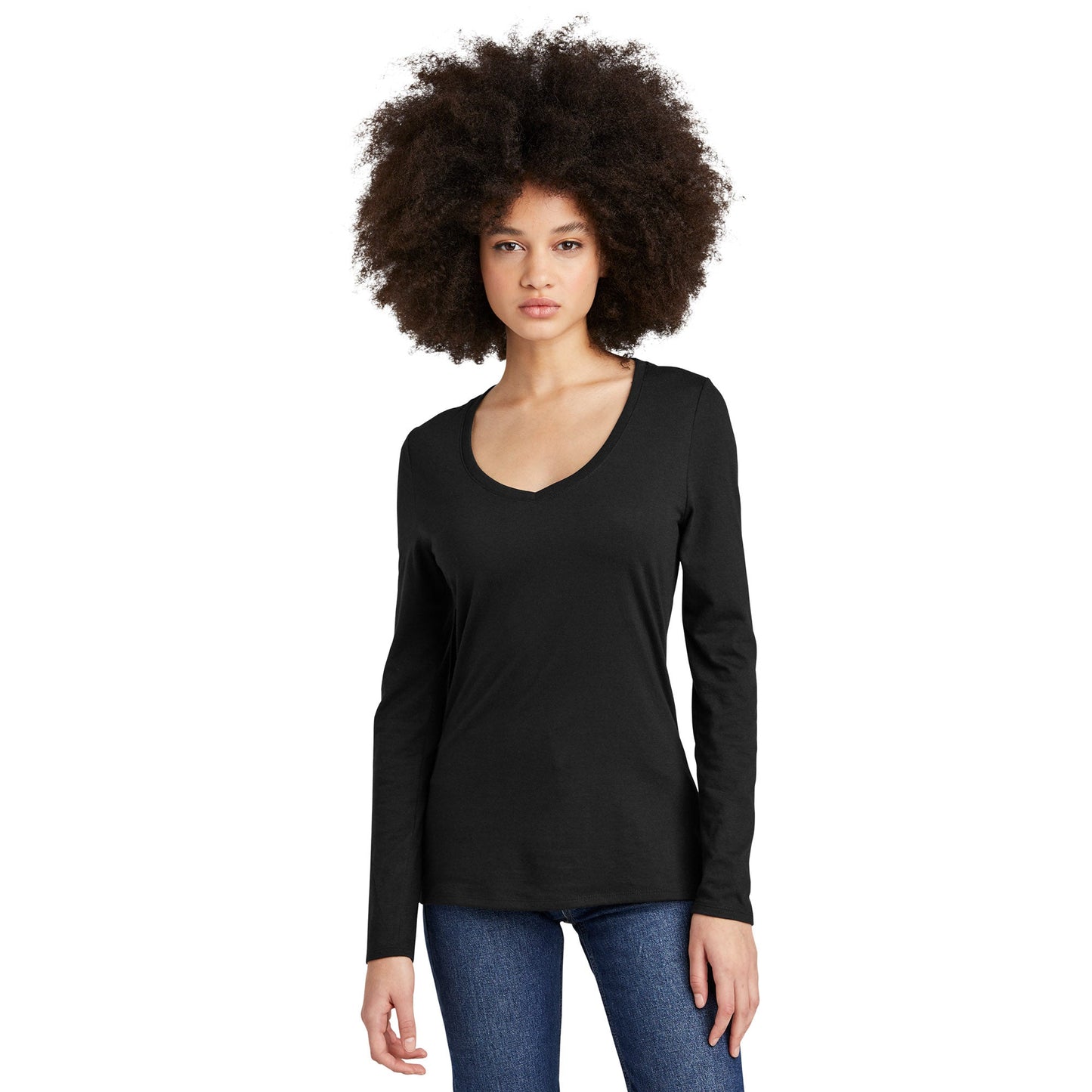 Black T-Shirts - District - Soft Long Sleeve Tee - Comfortable