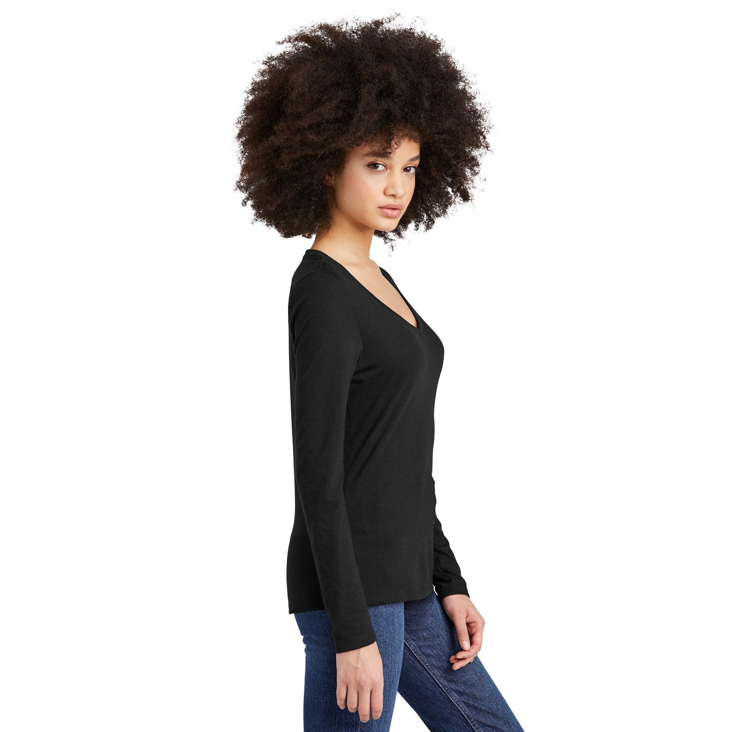 Black T-Shirts - District - Soft Long Sleeve Tee - Comfortable