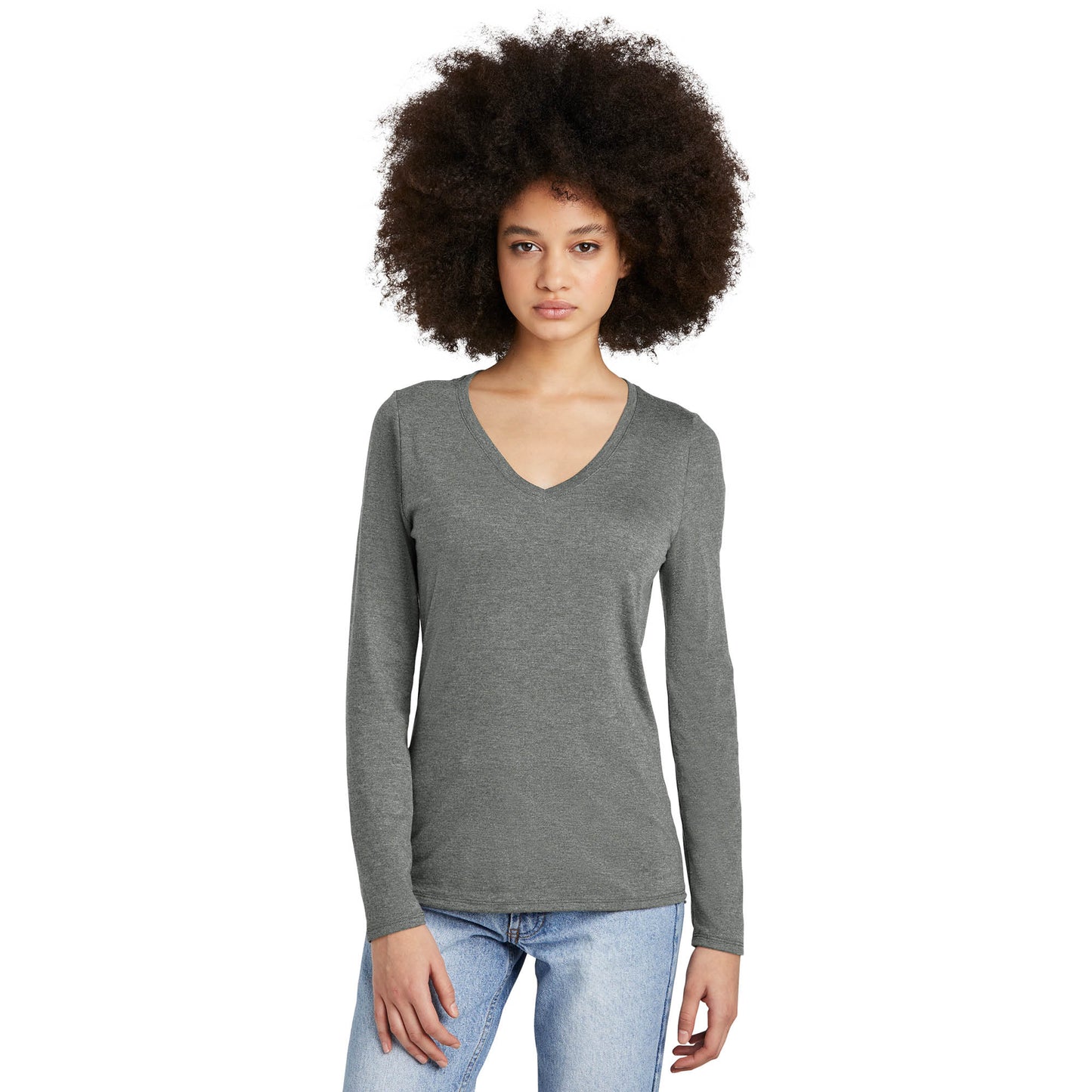 Black T-Shirts - District - Soft Long Sleeve Tee - Comfortable