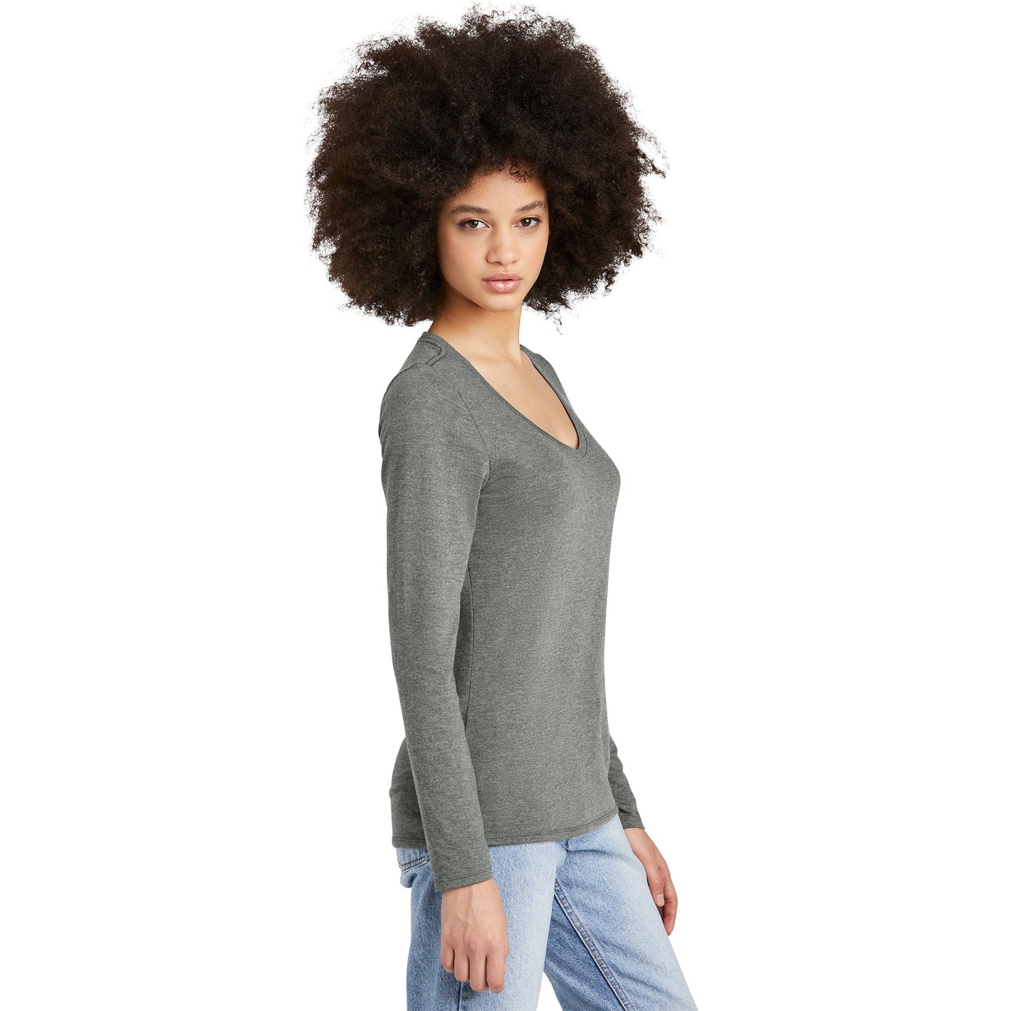 Black T-Shirts - District - Soft Long Sleeve Tee - Comfortable