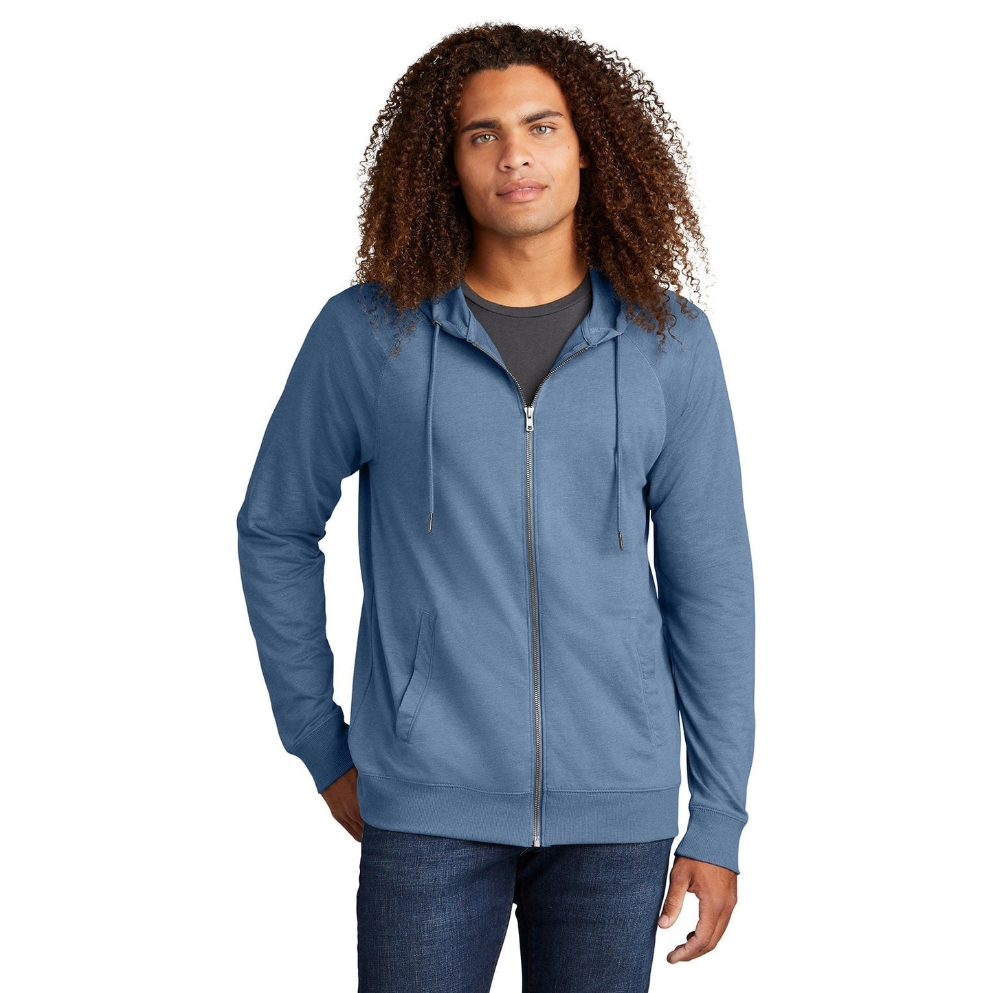 Black Sweatshirts - District - Cozy Full-Zip Hoodie - Casual Comfort