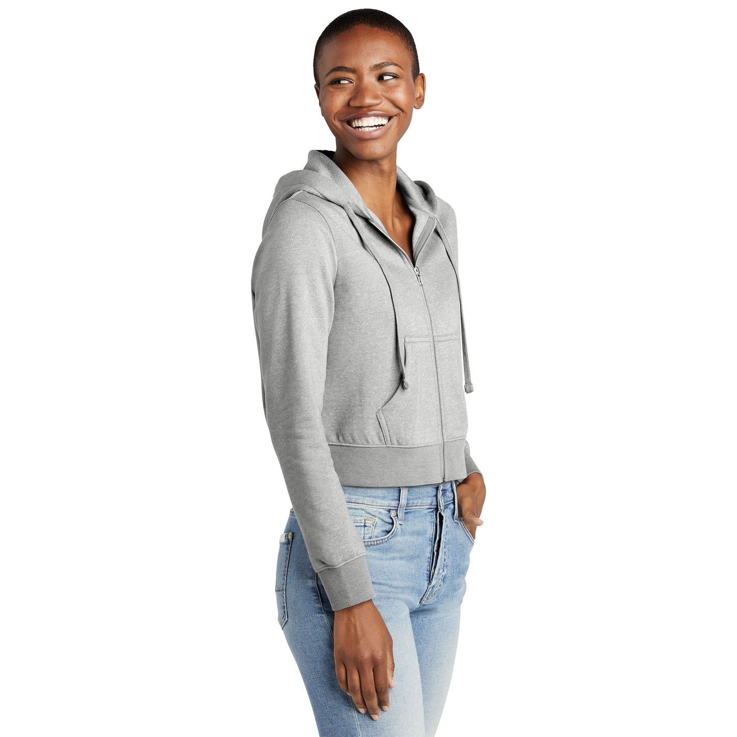 Black Fleece Hoodie - District - Stylish Full-Zip - Apparel