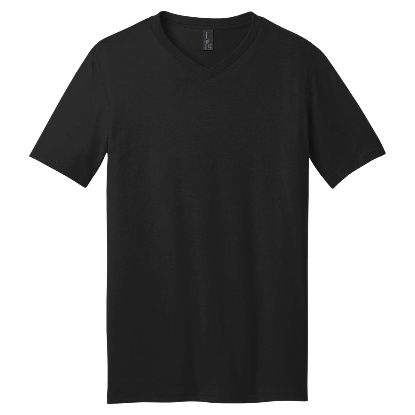 Black T-Shirts - District - V-Neck Style Cotton Blend