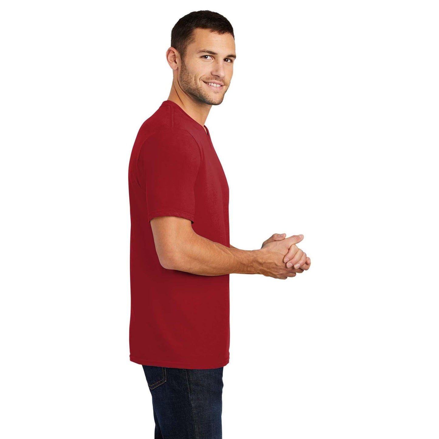 Black T-Shirts - District - V-Neck Style Cotton Blend