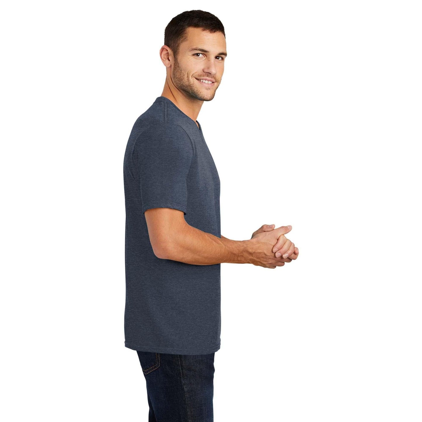 Black T-Shirts - District - V-Neck Style Cotton Blend
