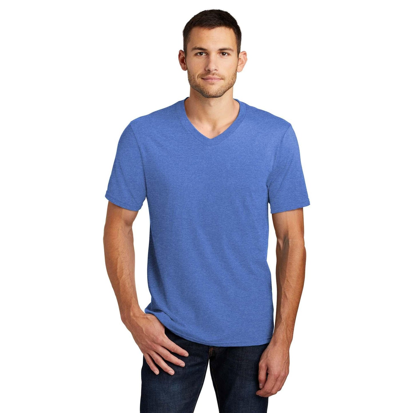 Black T-Shirts - District - V-Neck Style Cotton Blend
