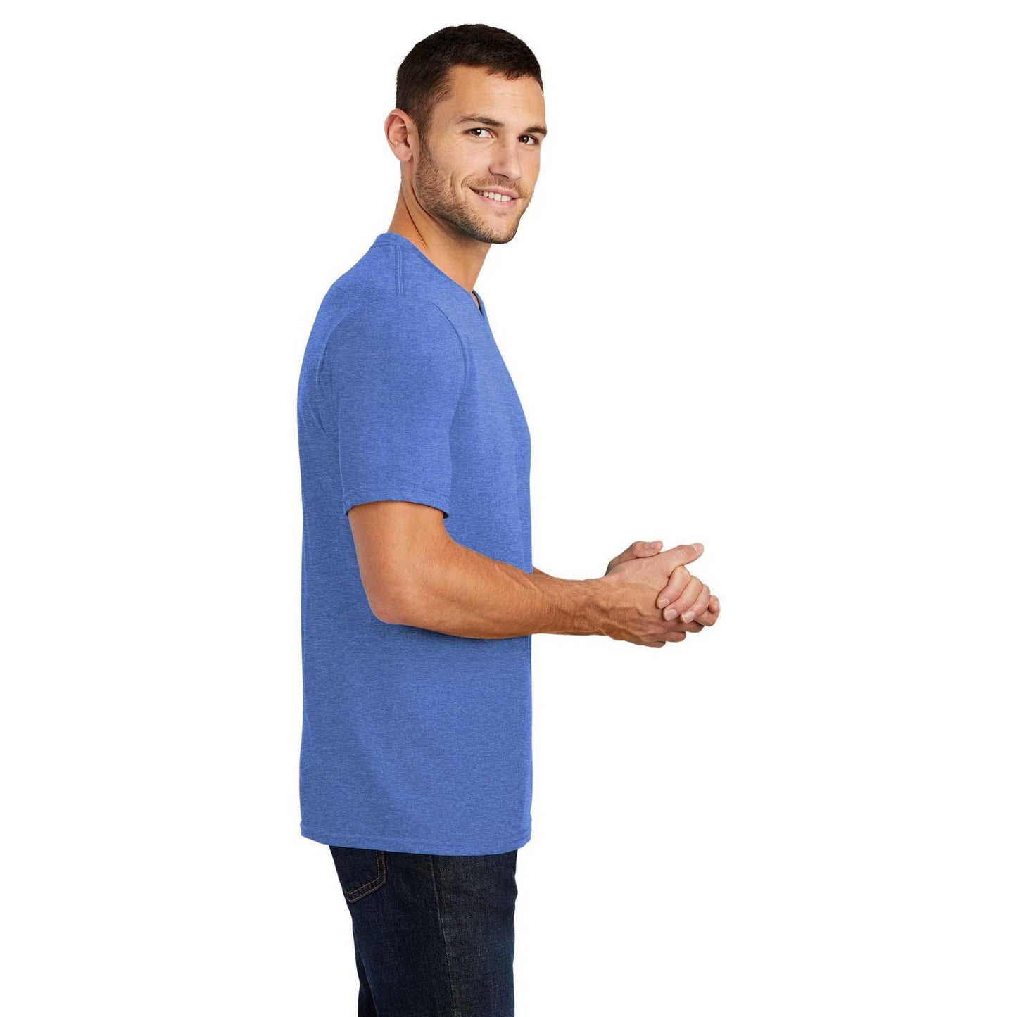 Black T-Shirts - District - V-Neck Style Cotton Blend