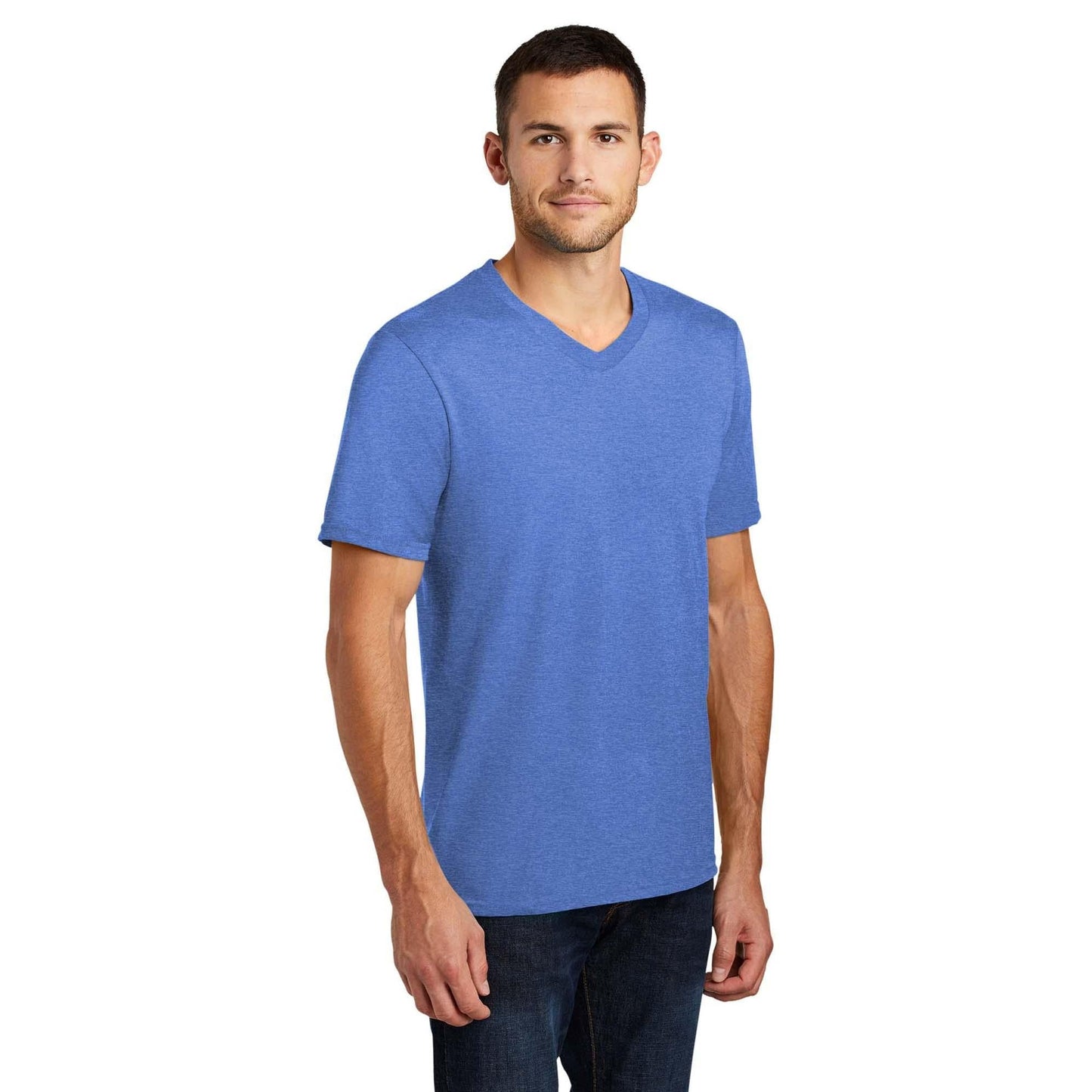 Black T-Shirts - District - V-Neck Style Cotton Blend