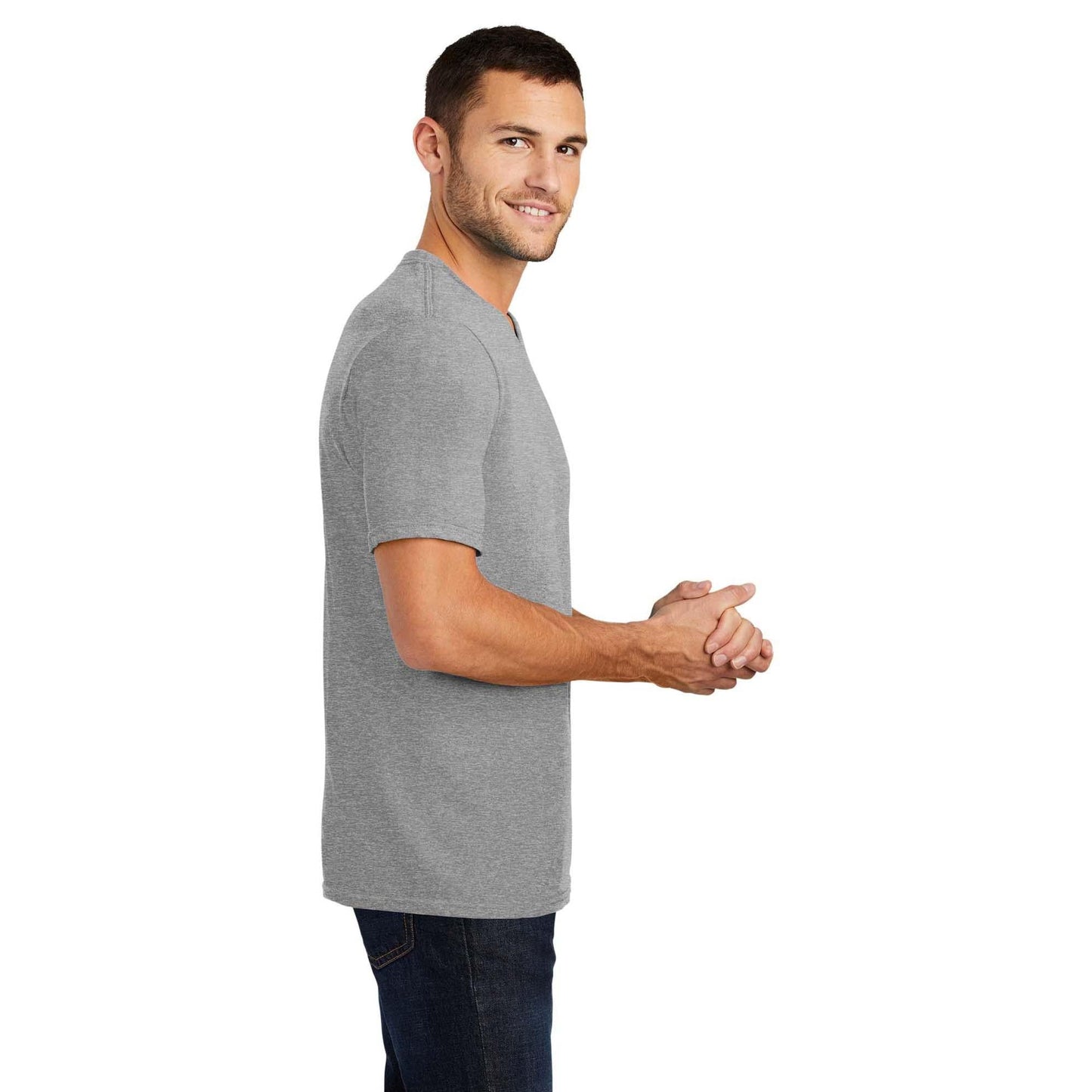 Black T-Shirts - District - V-Neck Style Cotton Blend