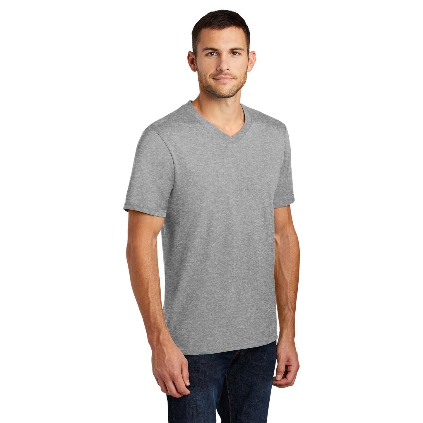 Black T-Shirts - District - V-Neck Style Cotton Blend