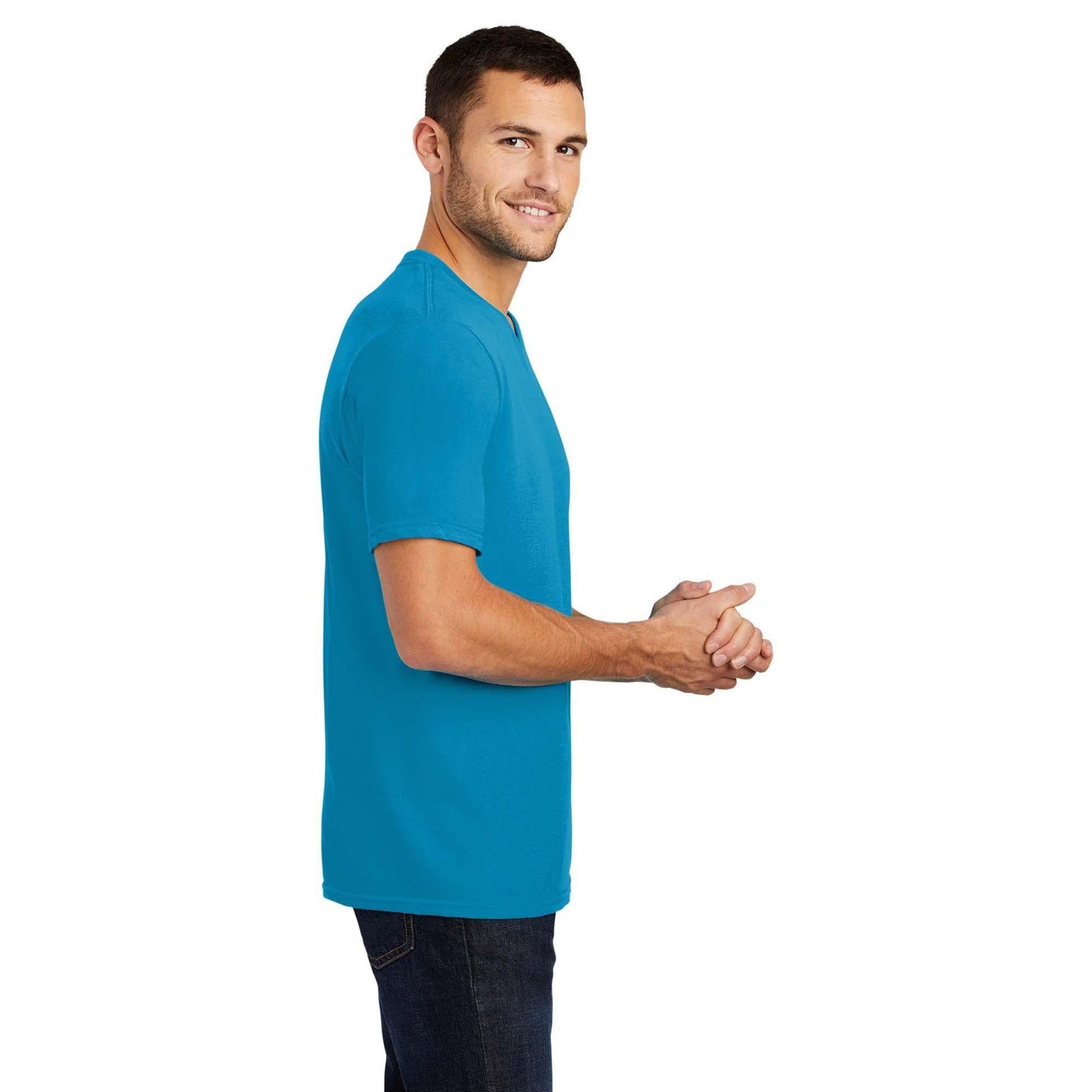 Black T-Shirts - District - V-Neck Style Cotton Blend