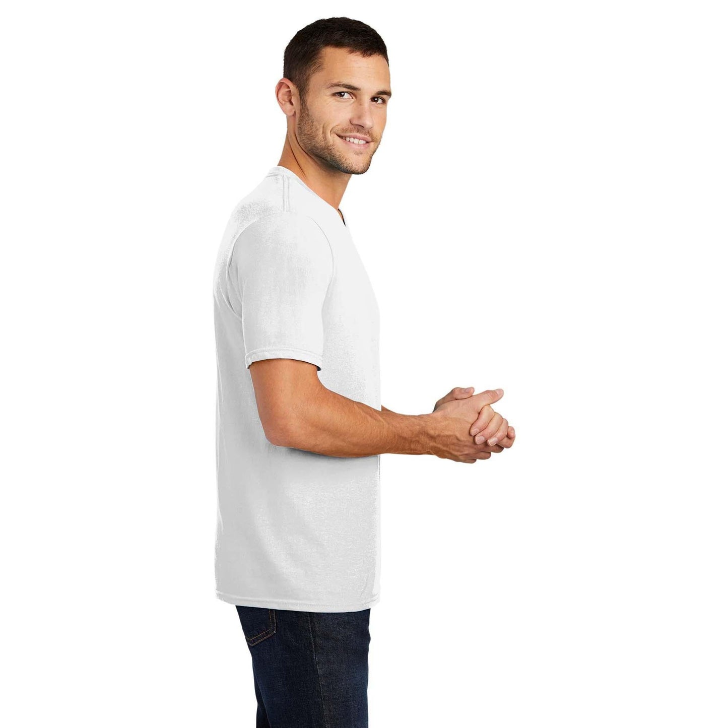 Black T-Shirts - District - V-Neck Style Cotton Blend