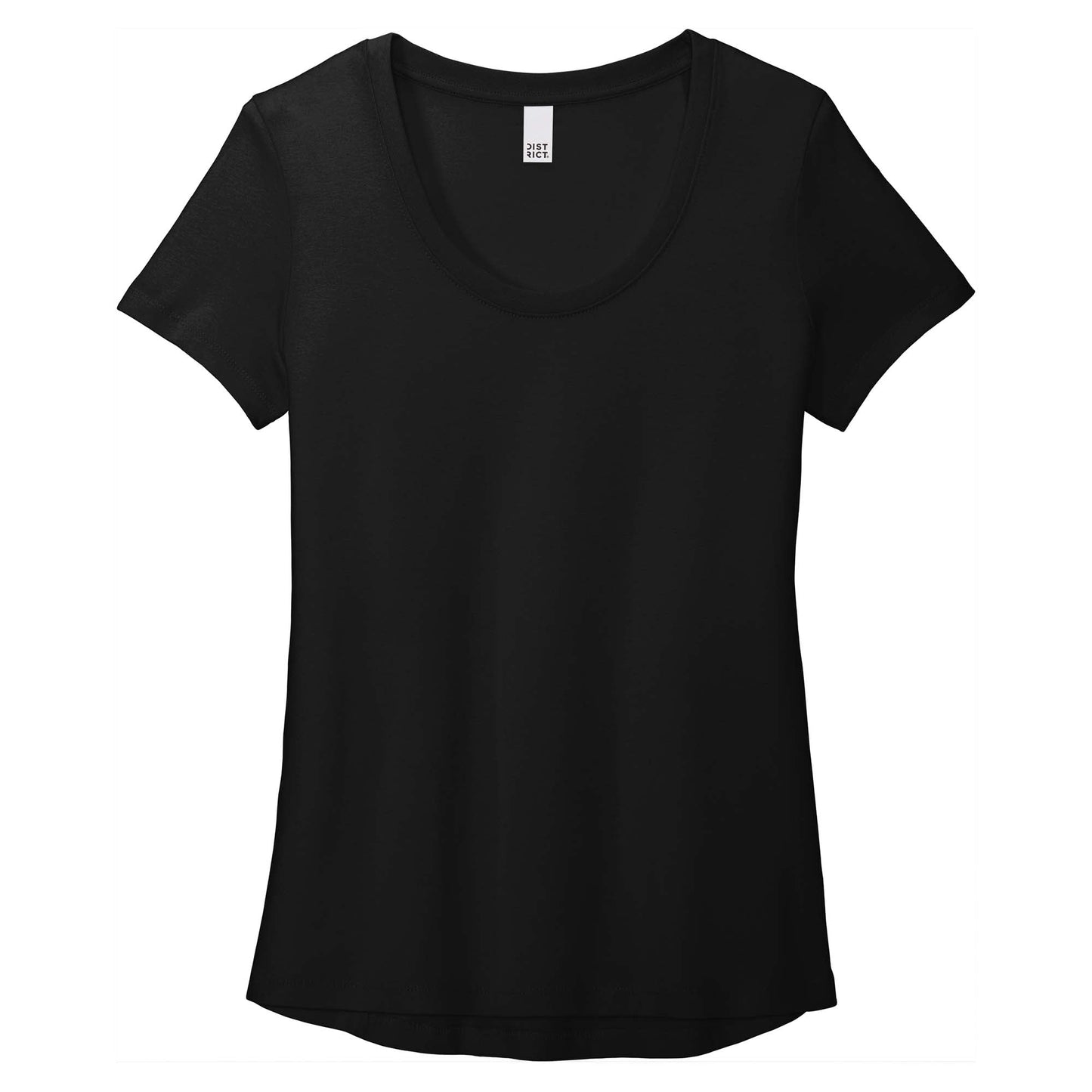 Black T-Shirt - District - Soft Flex Scoop Neck Design