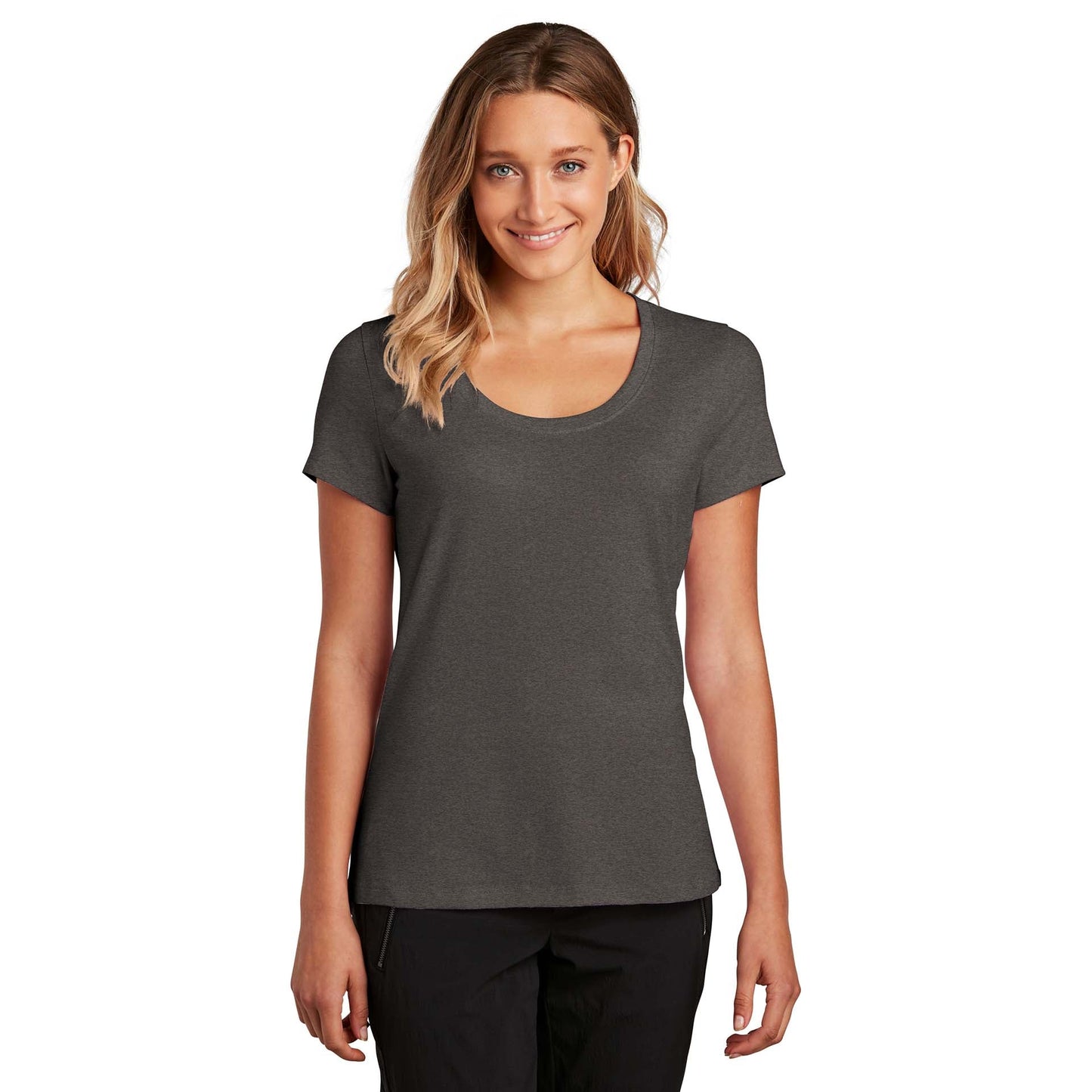 Black T-Shirt - District - Soft Flex Scoop Neck Design