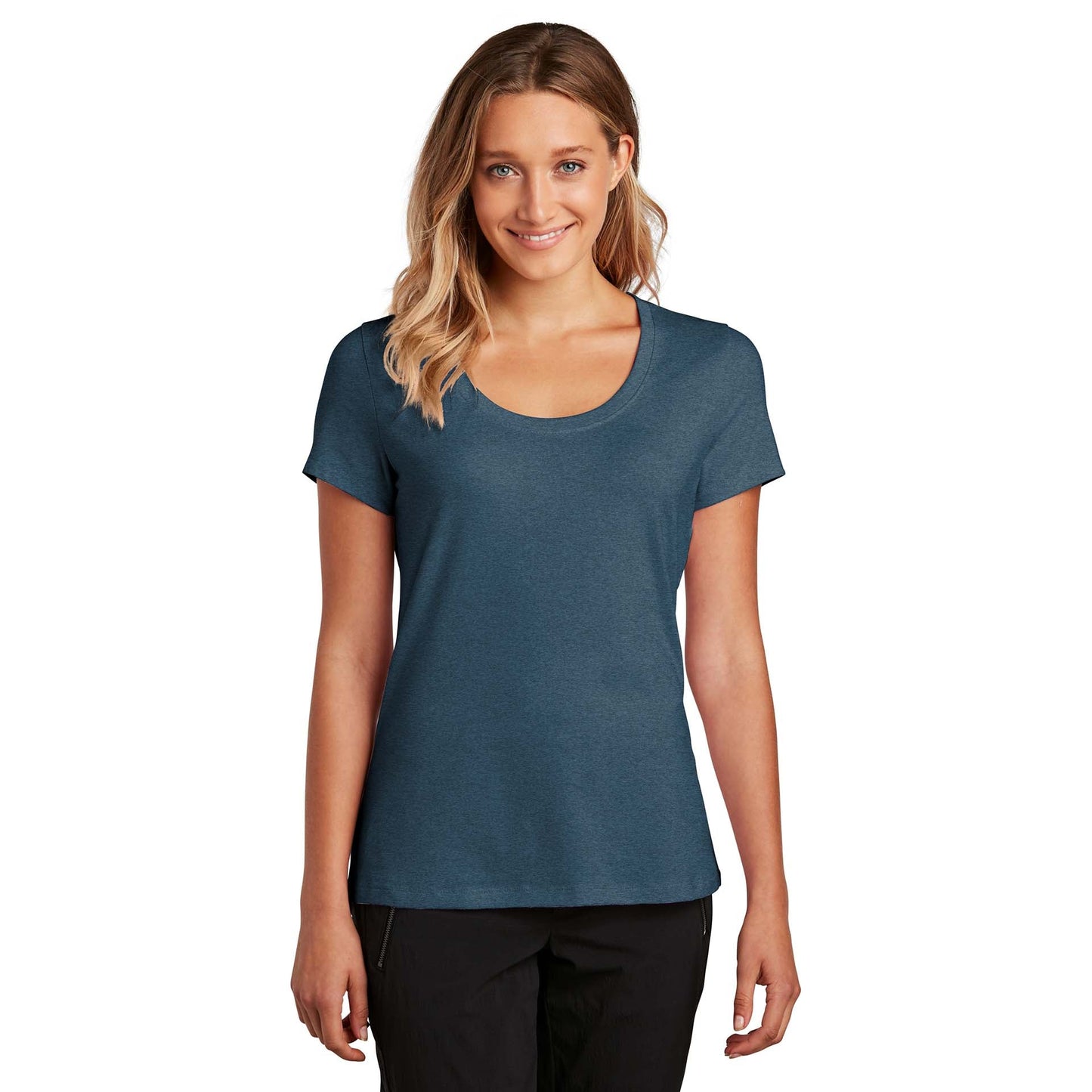 Black T-Shirt - District - Soft Flex Scoop Neck Design