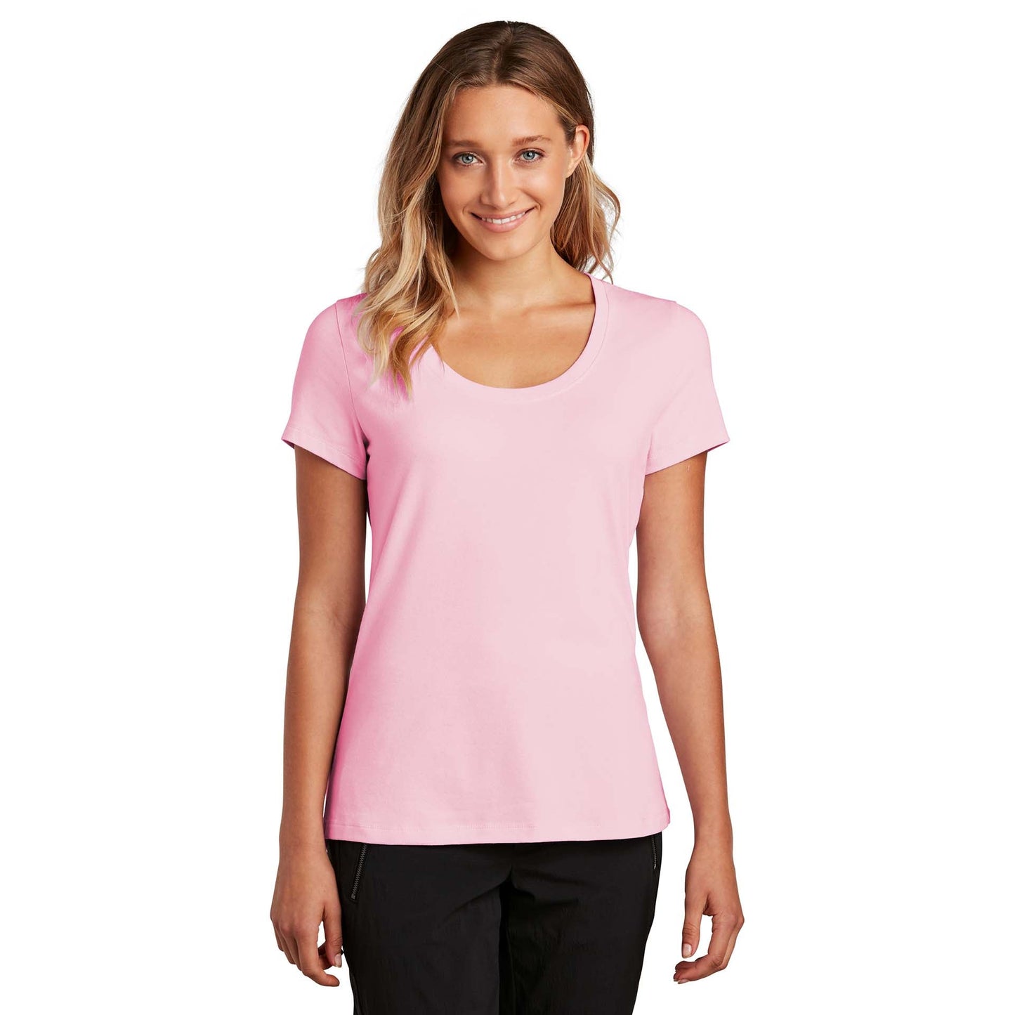 Black T-Shirt - District - Soft Flex Scoop Neck Design