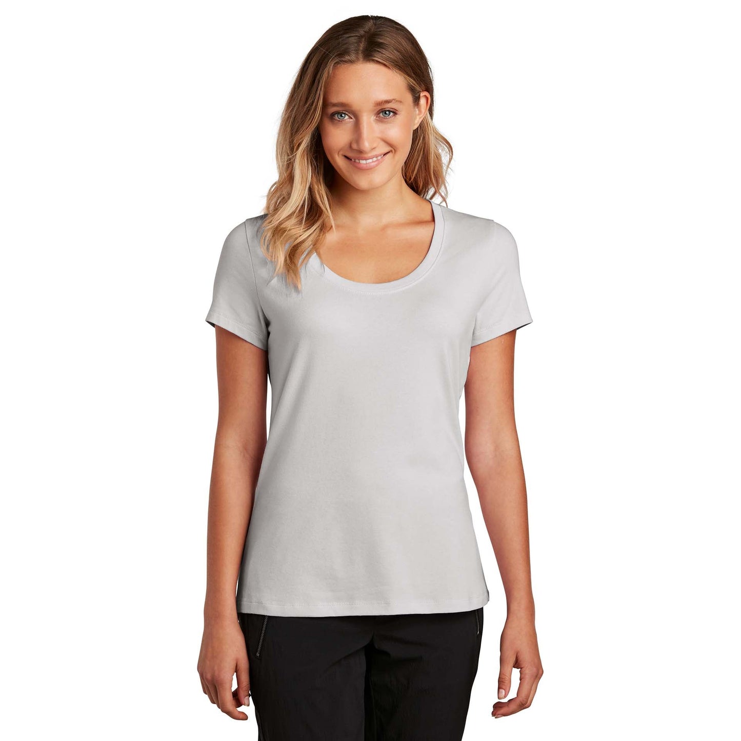 Black T-Shirt - District - Soft Flex Scoop Neck Design