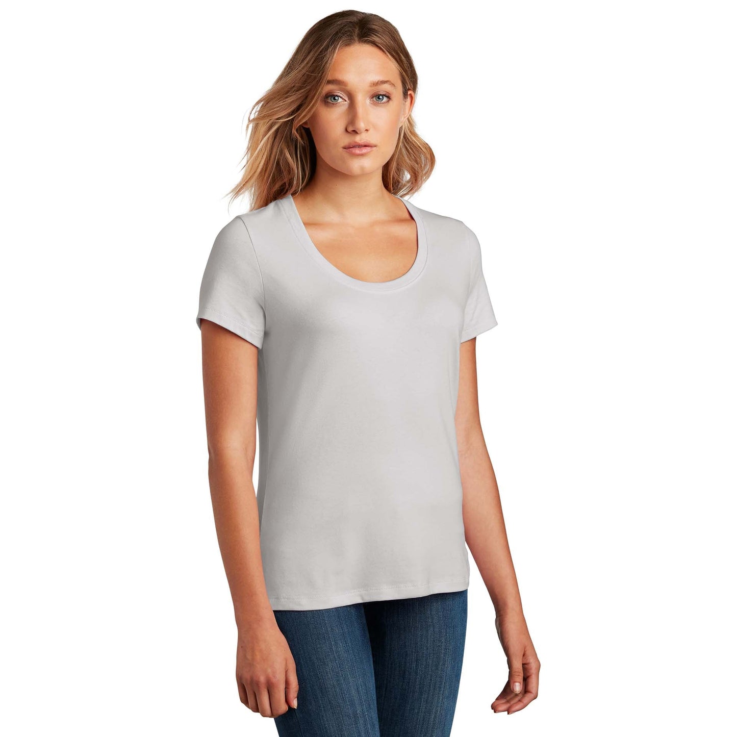 Black T-Shirt - District - Soft Flex Scoop Neck Design