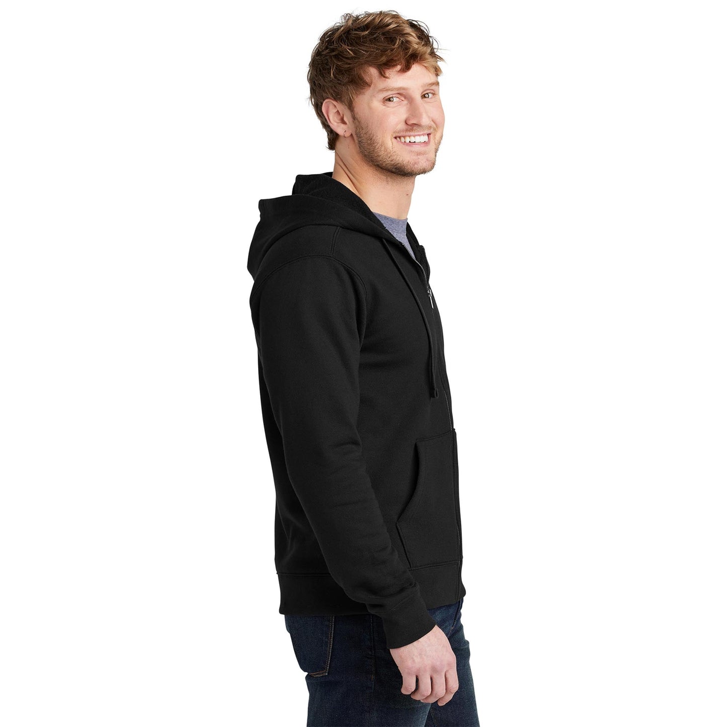 Deep Black Hoodie - Volunteer Knitwear - Full-Zip Design