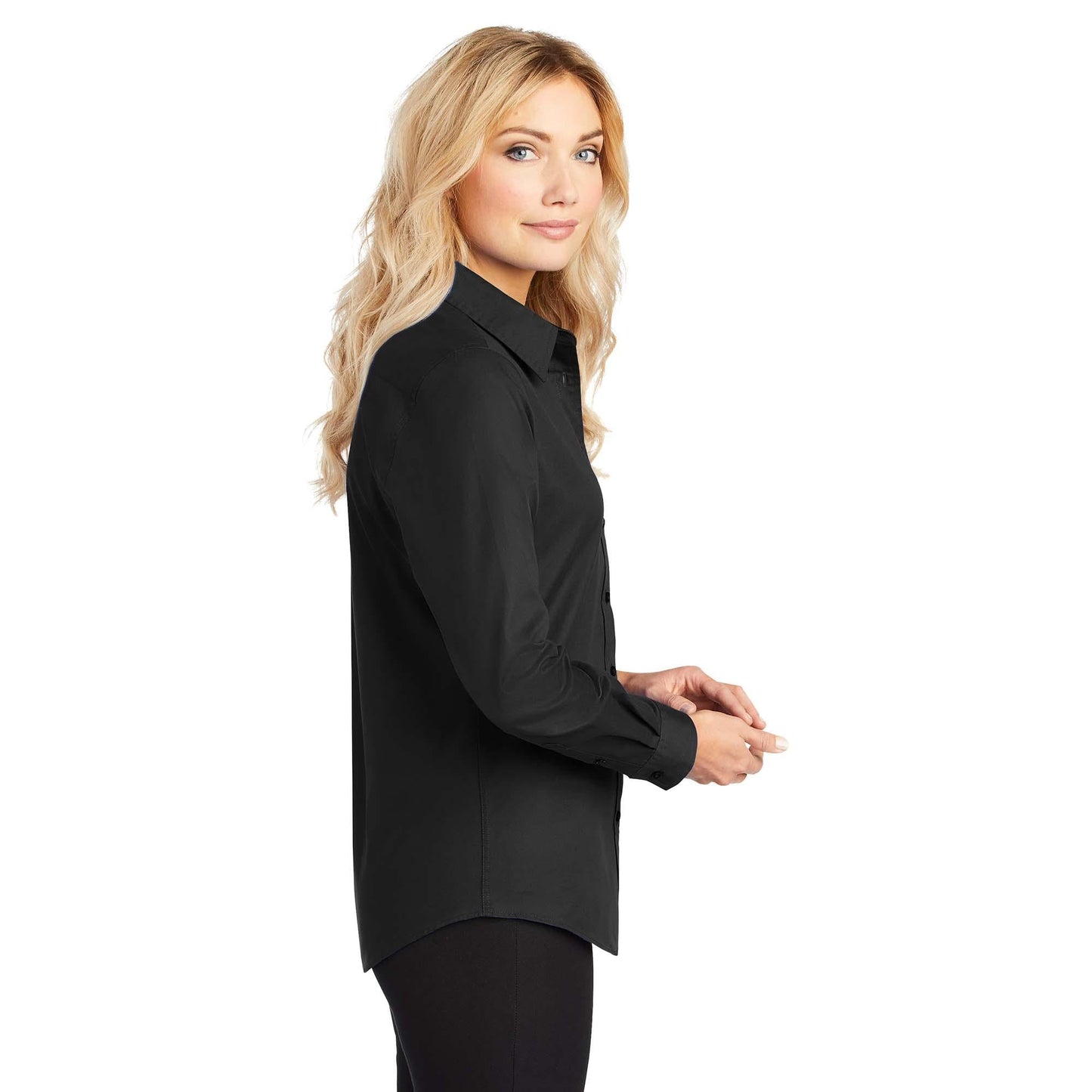 Black/Light Stone Button Up Shirt - Port Authority - Easy Care
