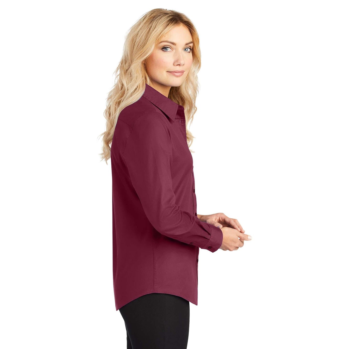 Black/Light Stone Button Up Shirt - Port Authority - Easy Care