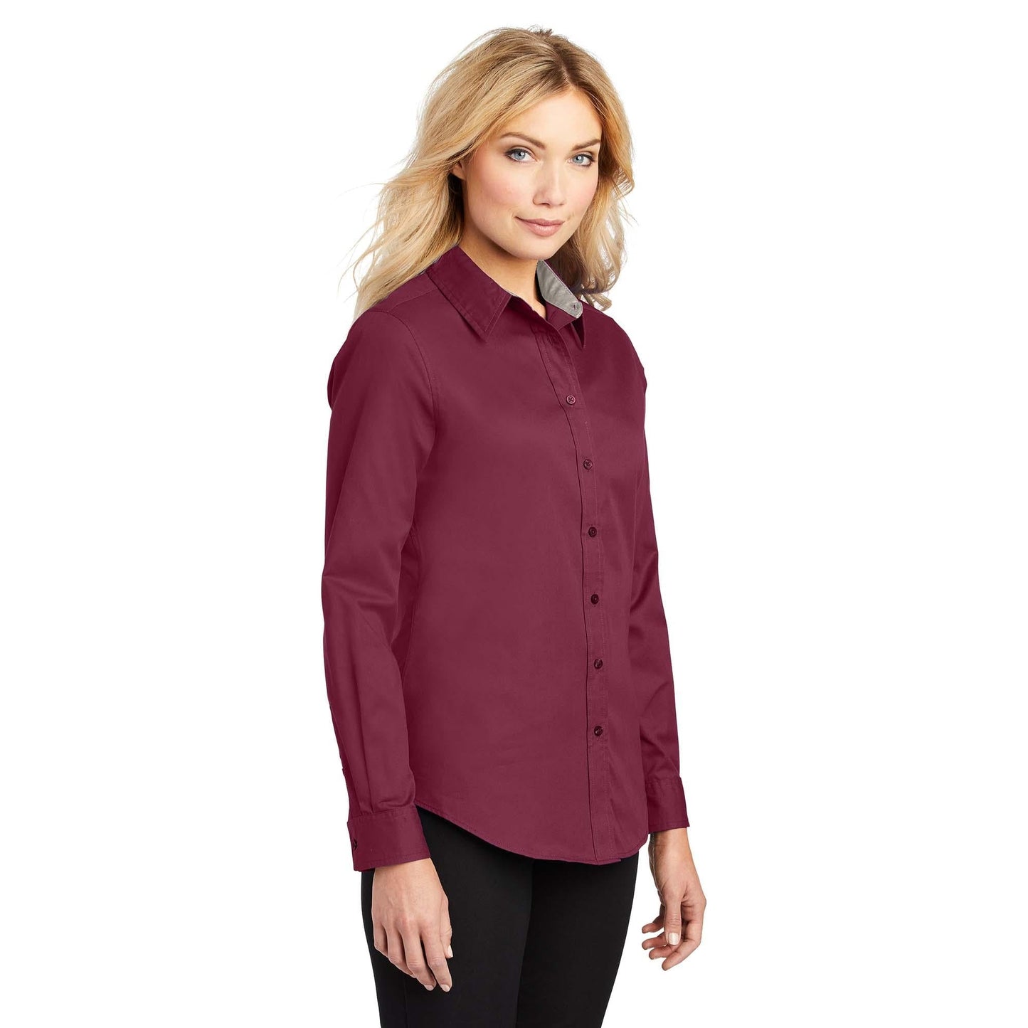 Black/Light Stone Button Up Shirt - Port Authority - Easy Care