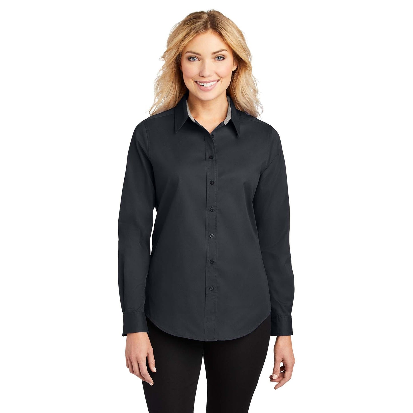 Black/Light Stone Button Up Shirt - Port Authority - Easy Care