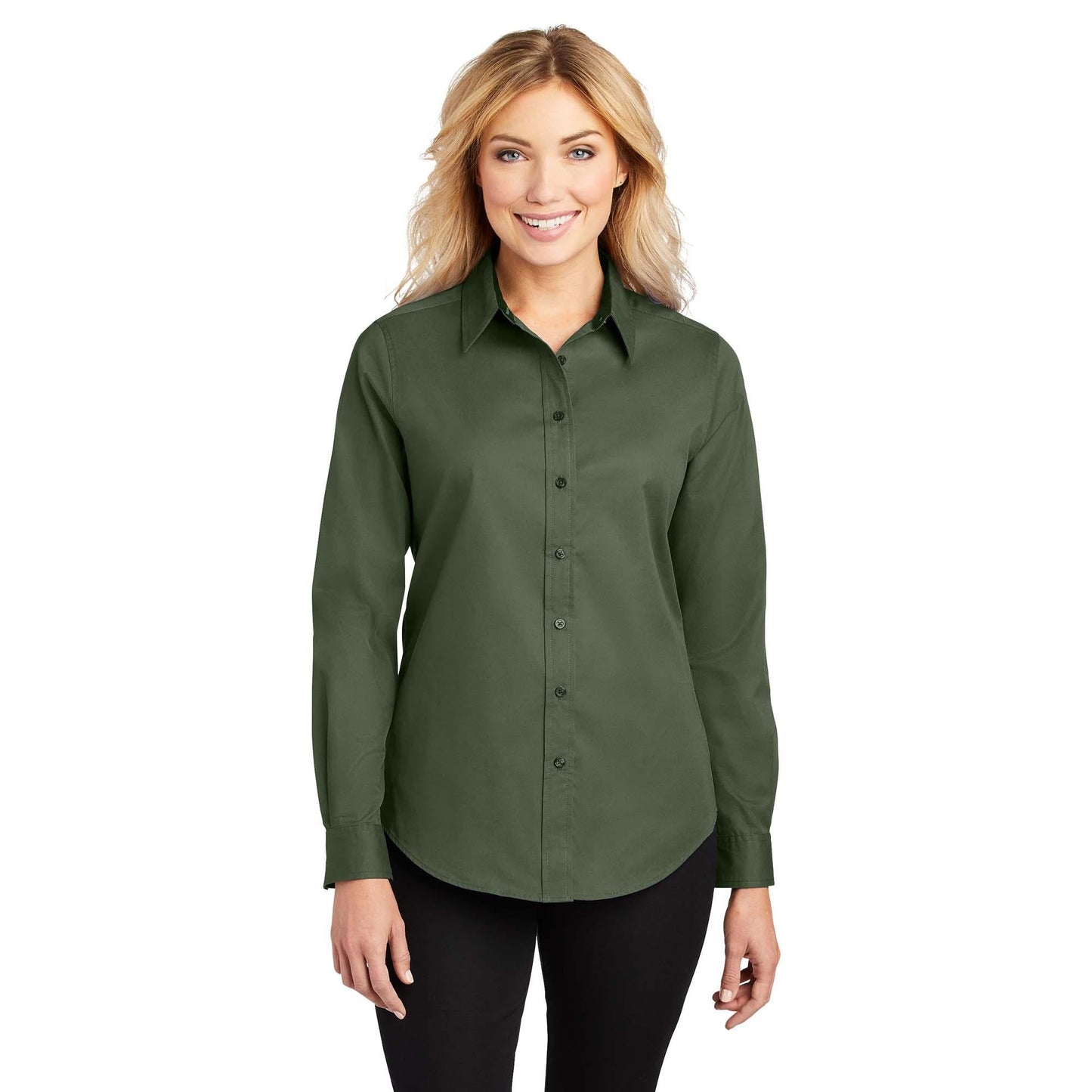 Black/Light Stone Button Up Shirt - Port Authority - Easy Care