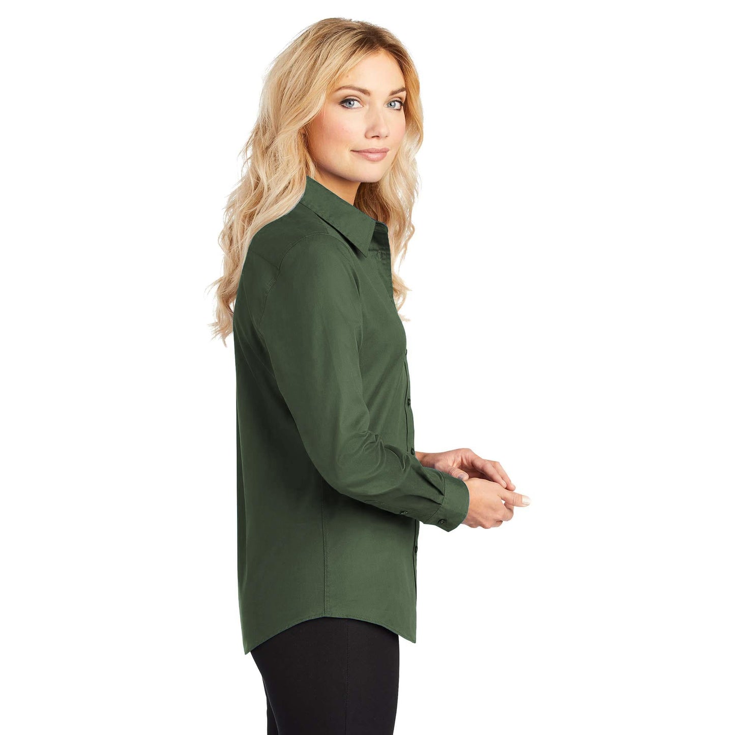 Black/Light Stone Button Up Shirt - Port Authority - Easy Care