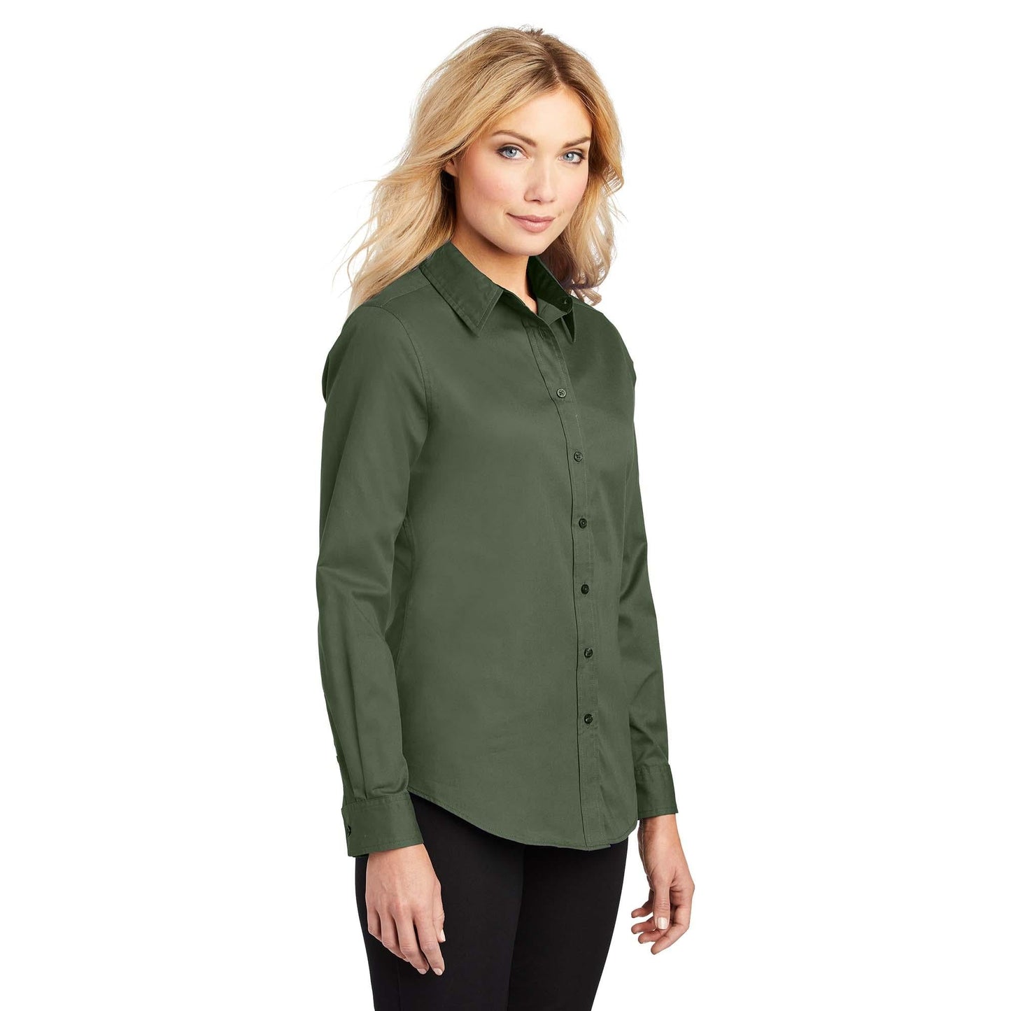 Black/Light Stone Button Up Shirt - Port Authority - Easy Care