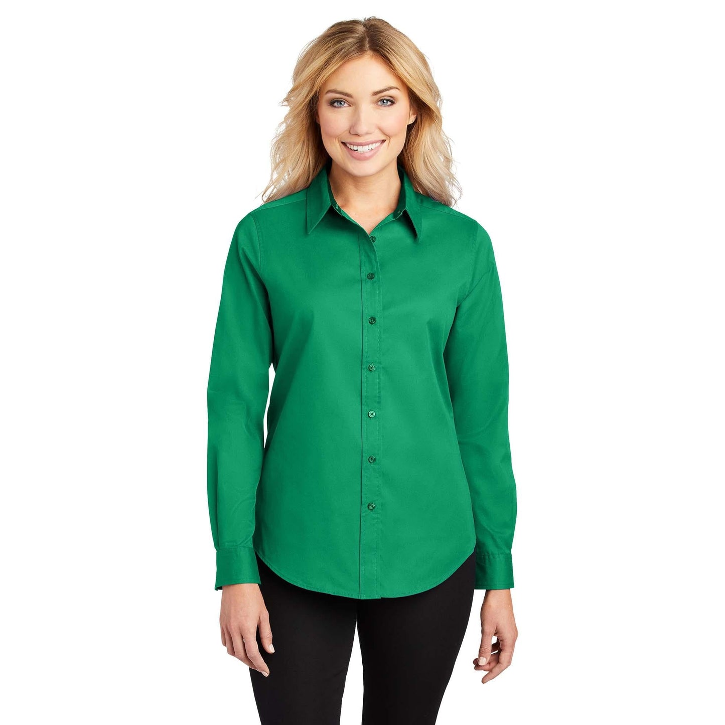 Black/Light Stone Button Up Shirt - Port Authority - Easy Care