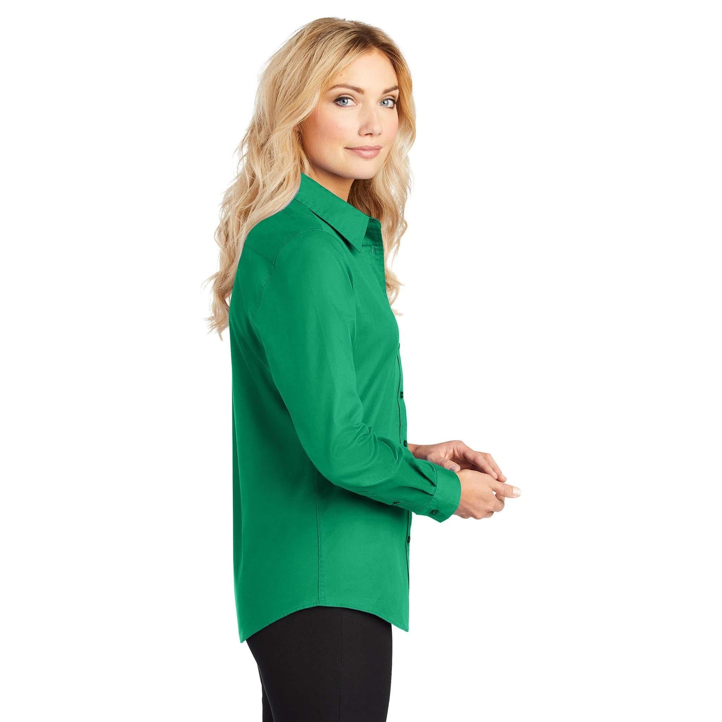 Black/Light Stone Button Up Shirt - Port Authority - Easy Care