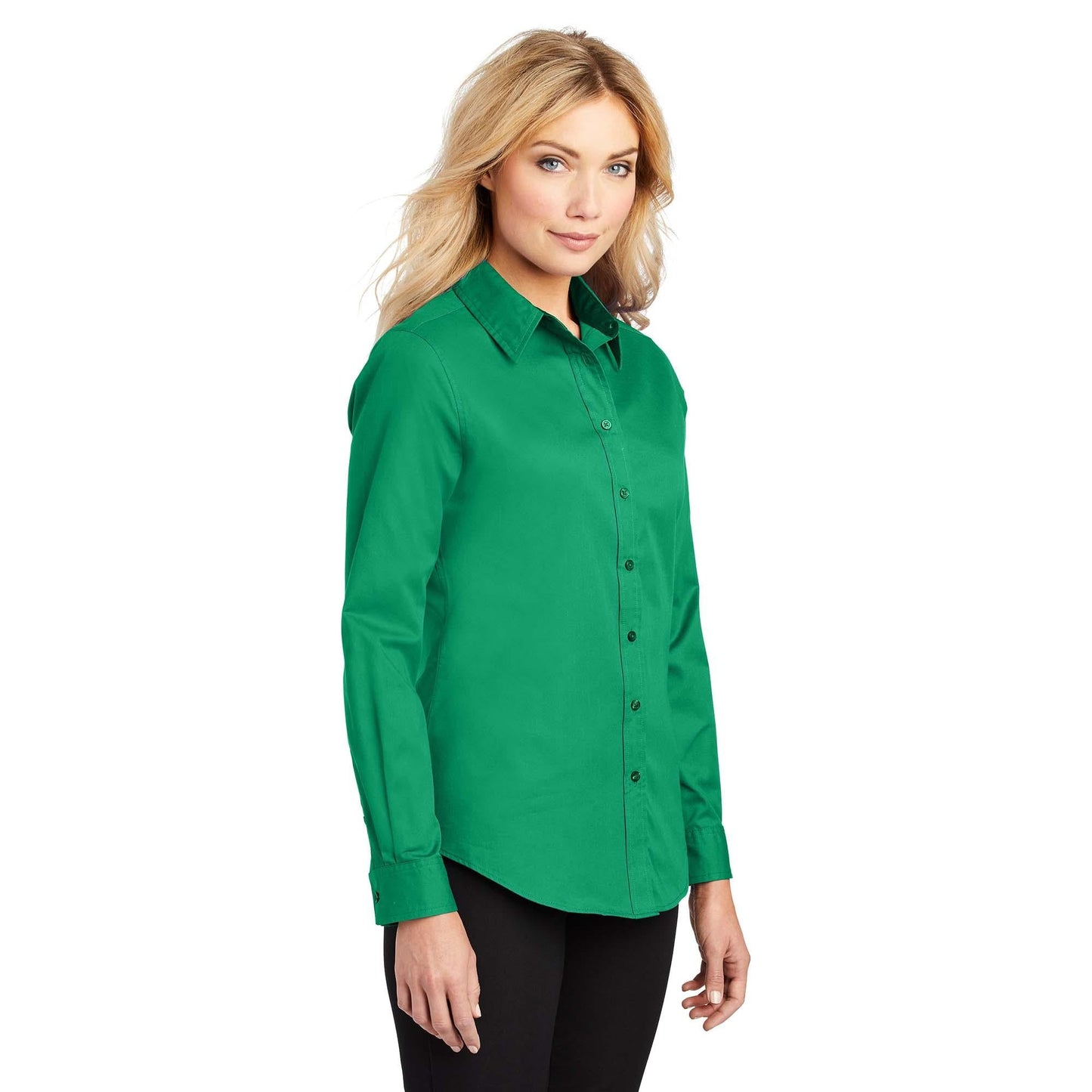 Black/Light Stone Button Up Shirt - Port Authority - Easy Care