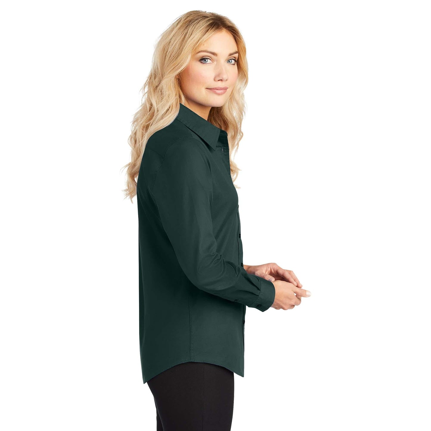 Black/Light Stone Button Up Shirt - Port Authority - Easy Care