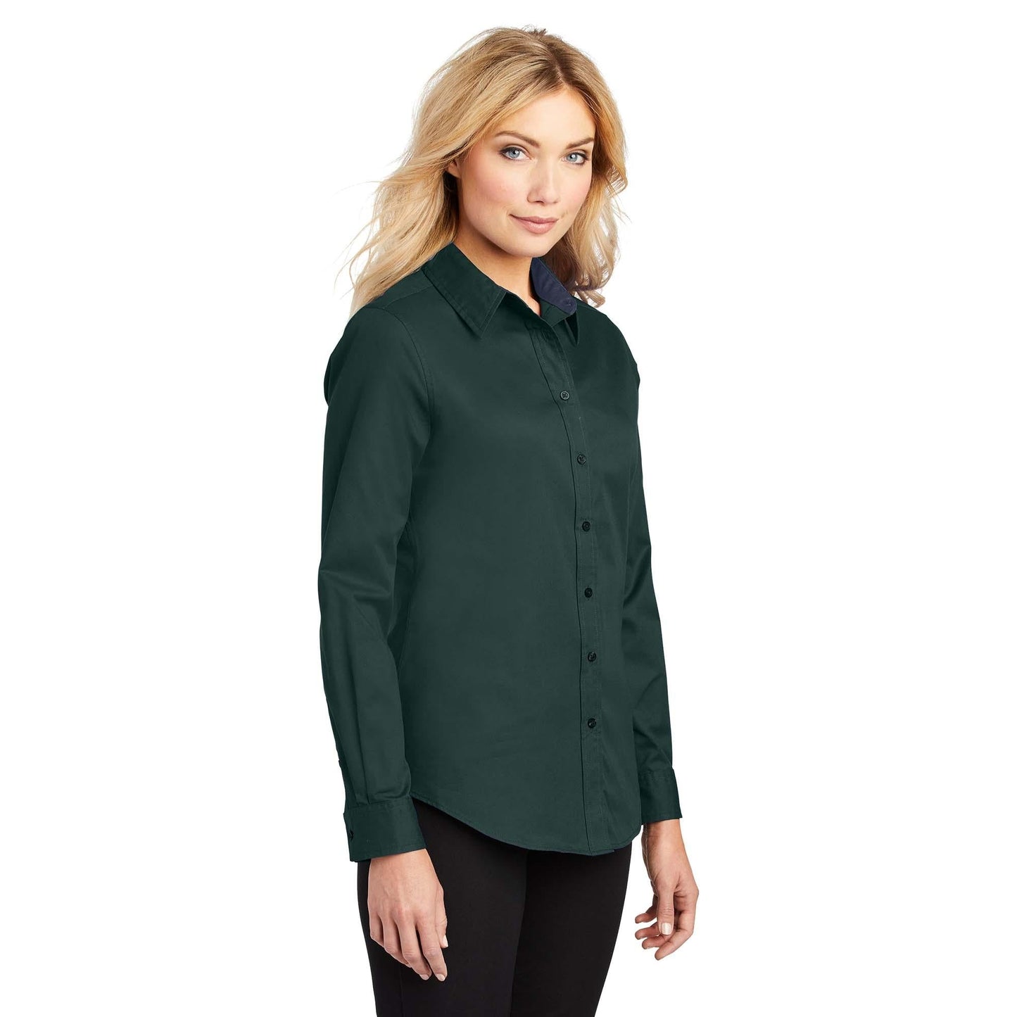 Black/Light Stone Button Up Shirt - Port Authority - Easy Care