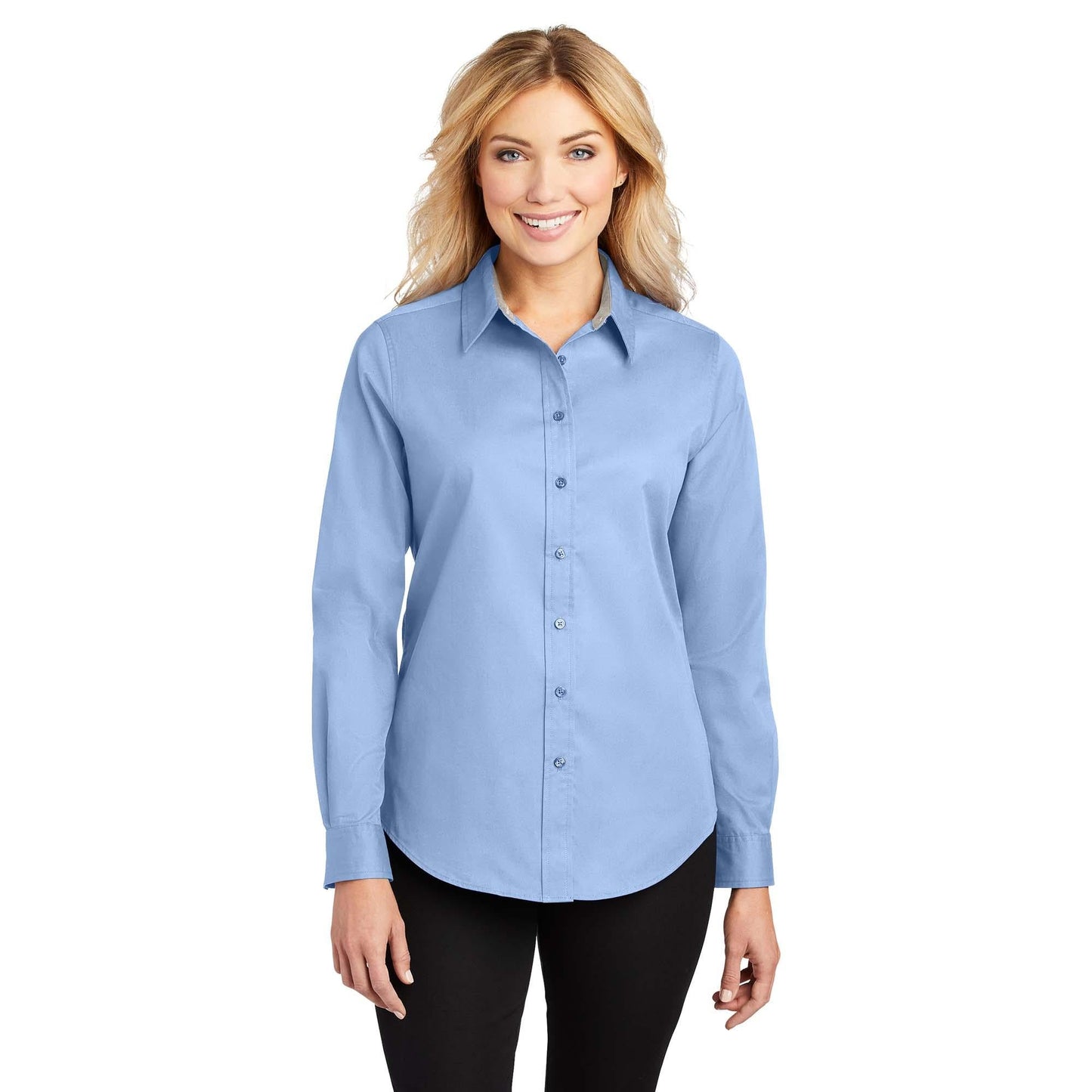 Black/Light Stone Button Up Shirt - Port Authority - Easy Care