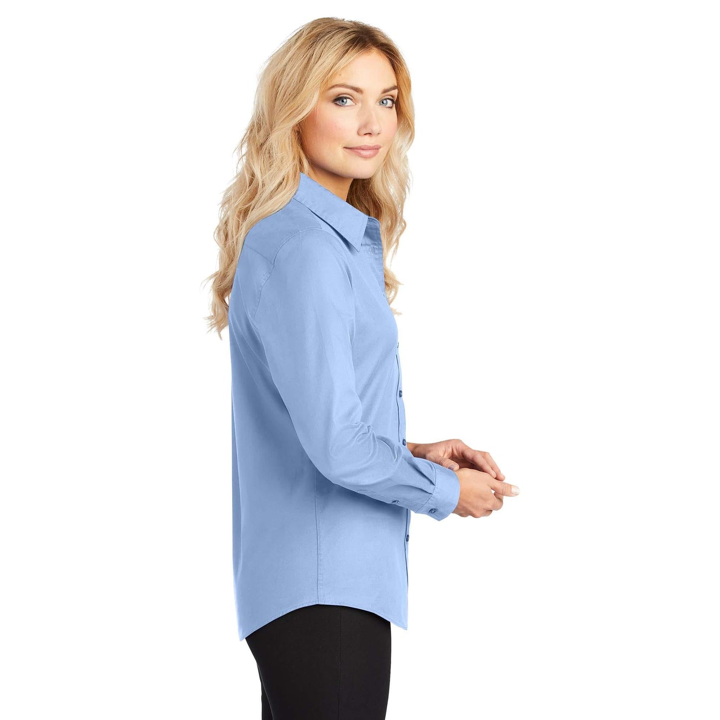 Black/Light Stone Button Up Shirt - Port Authority - Easy Care