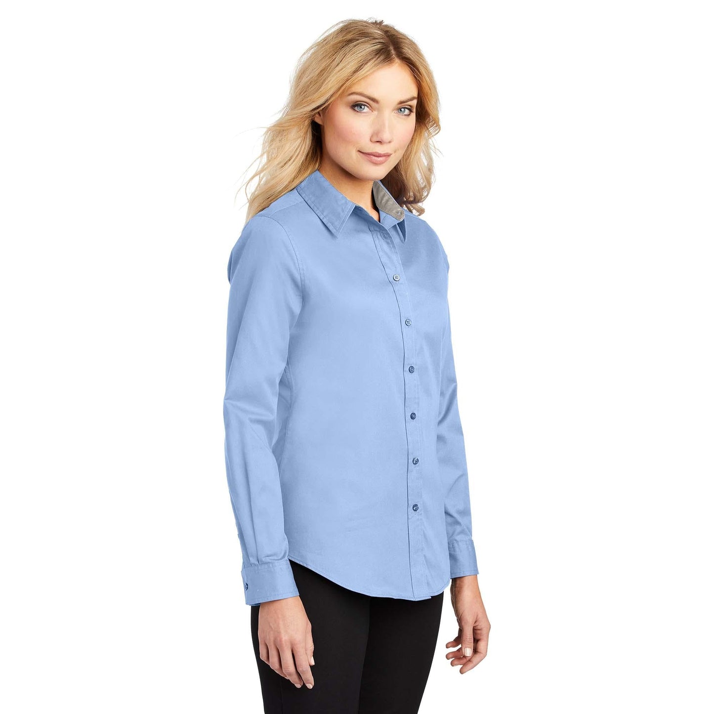 Black/Light Stone Button Up Shirt - Port Authority - Easy Care
