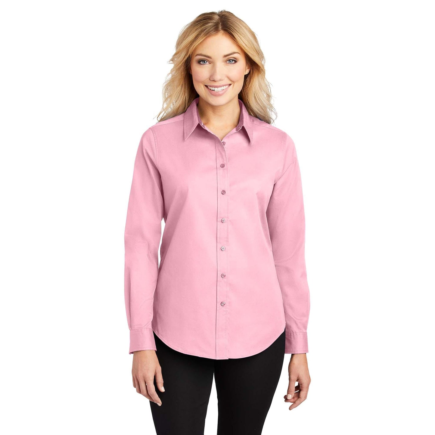 Black/Light Stone Button Up Shirt - Port Authority - Easy Care