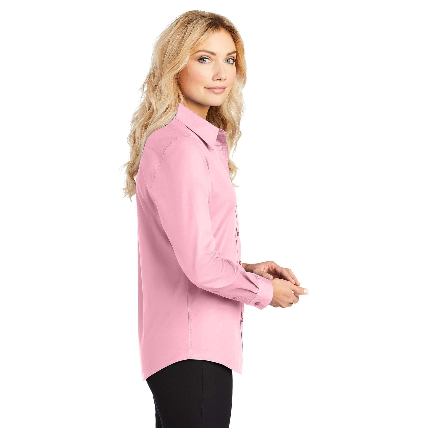 Black/Light Stone Button Up Shirt - Port Authority - Easy Care