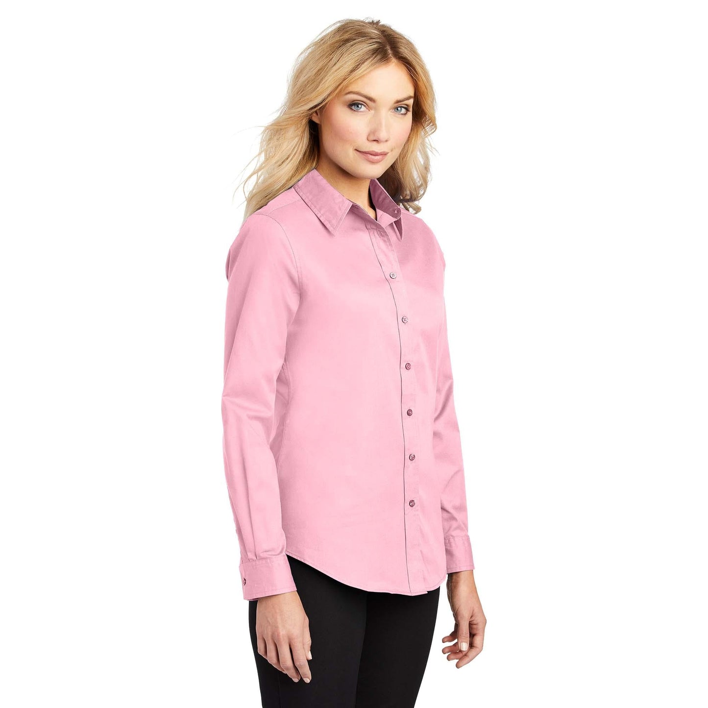 Black/Light Stone Button Up Shirt - Port Authority - Easy Care