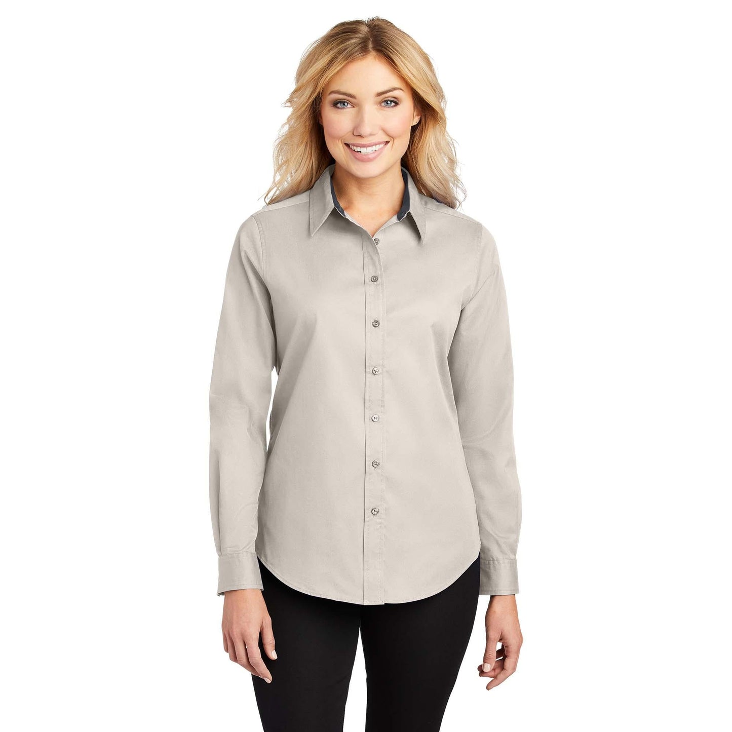 Black/Light Stone Button Up Shirt - Port Authority - Easy Care