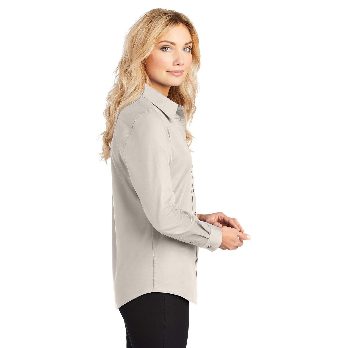 Black/Light Stone Button Up Shirt - Port Authority - Easy Care