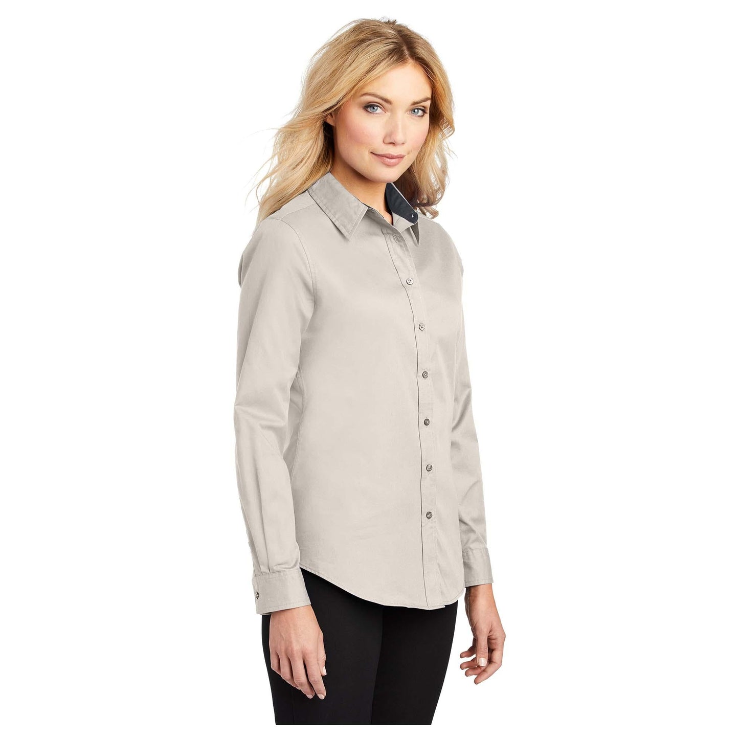 Black/Light Stone Button Up Shirt - Port Authority - Easy Care