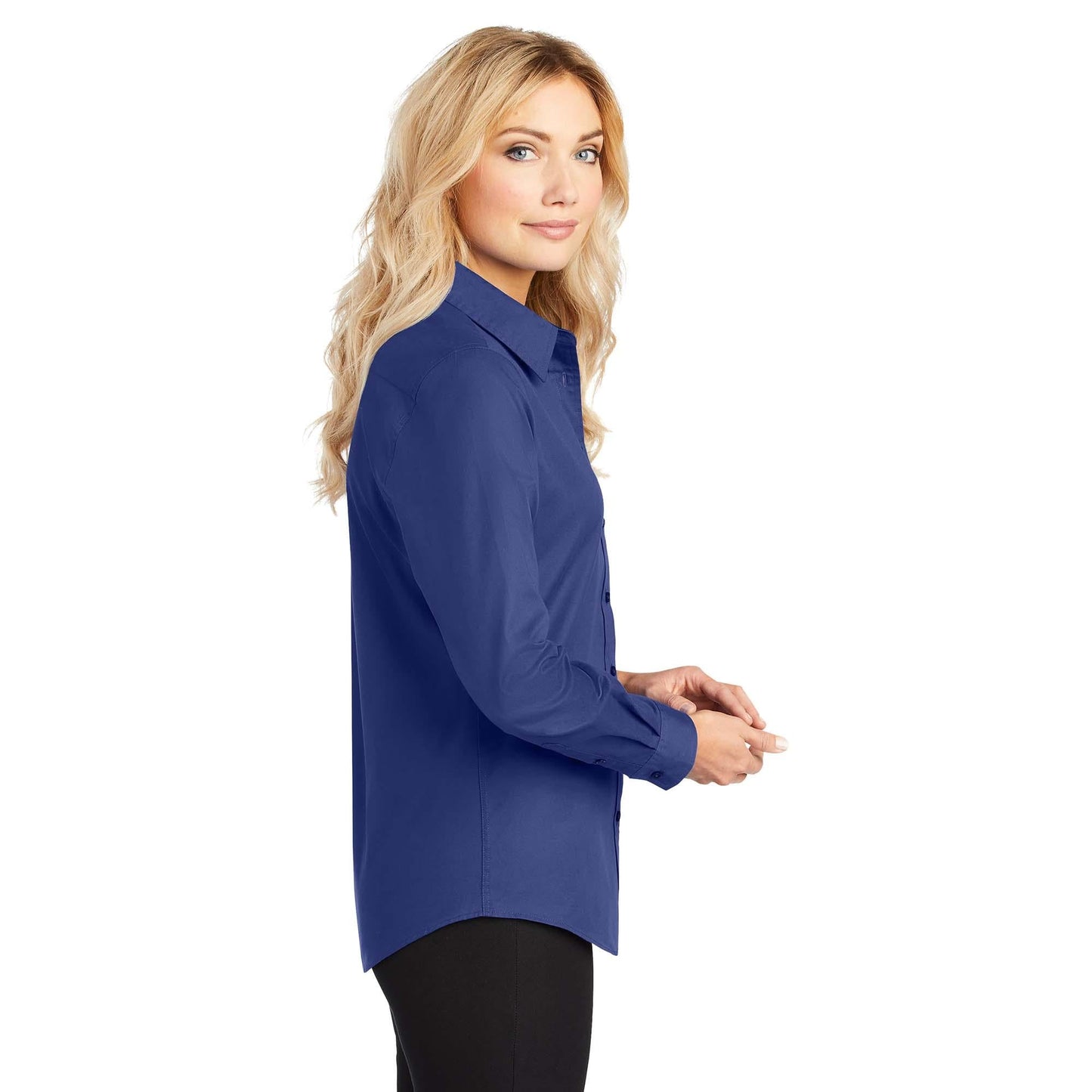 Black/Light Stone Button Up Shirt - Port Authority - Easy Care
