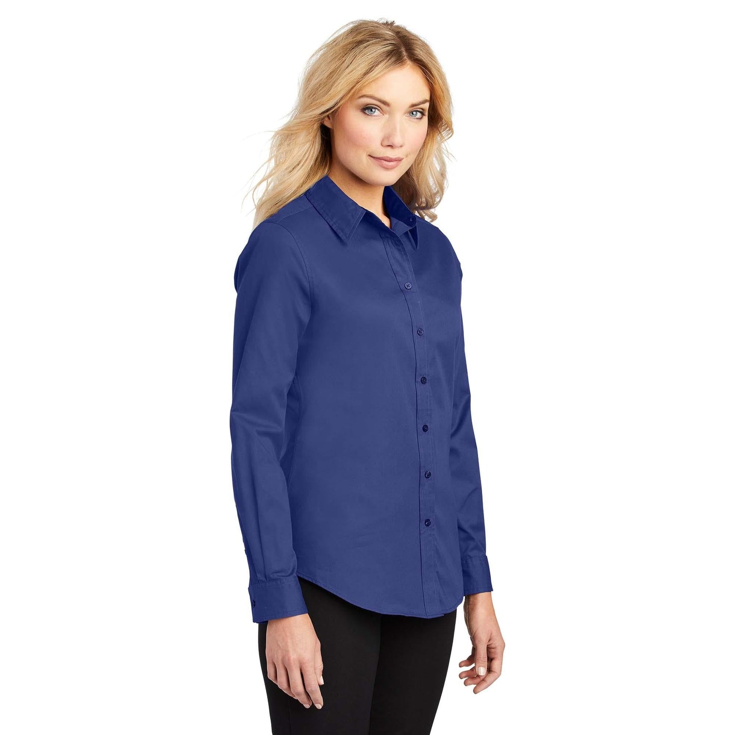 Black/Light Stone Button Up Shirt - Port Authority - Easy Care