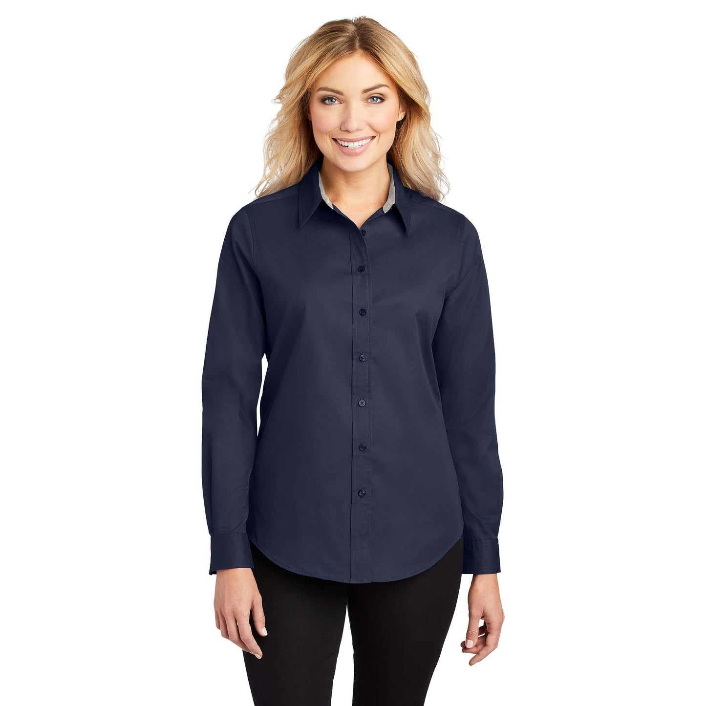 Black/Light Stone Button Up Shirt - Port Authority - Easy Care