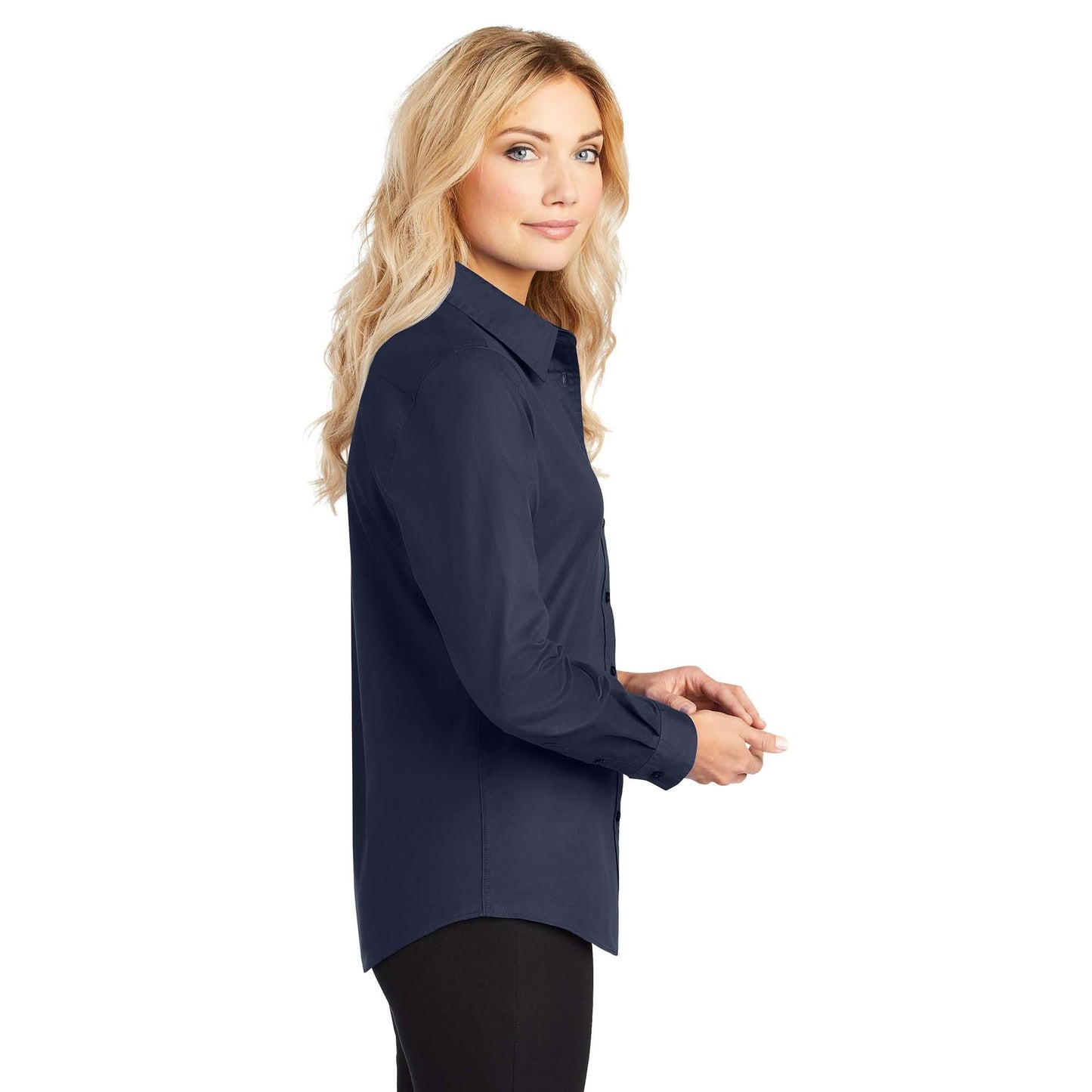 Black/Light Stone Button Up Shirt - Port Authority - Easy Care