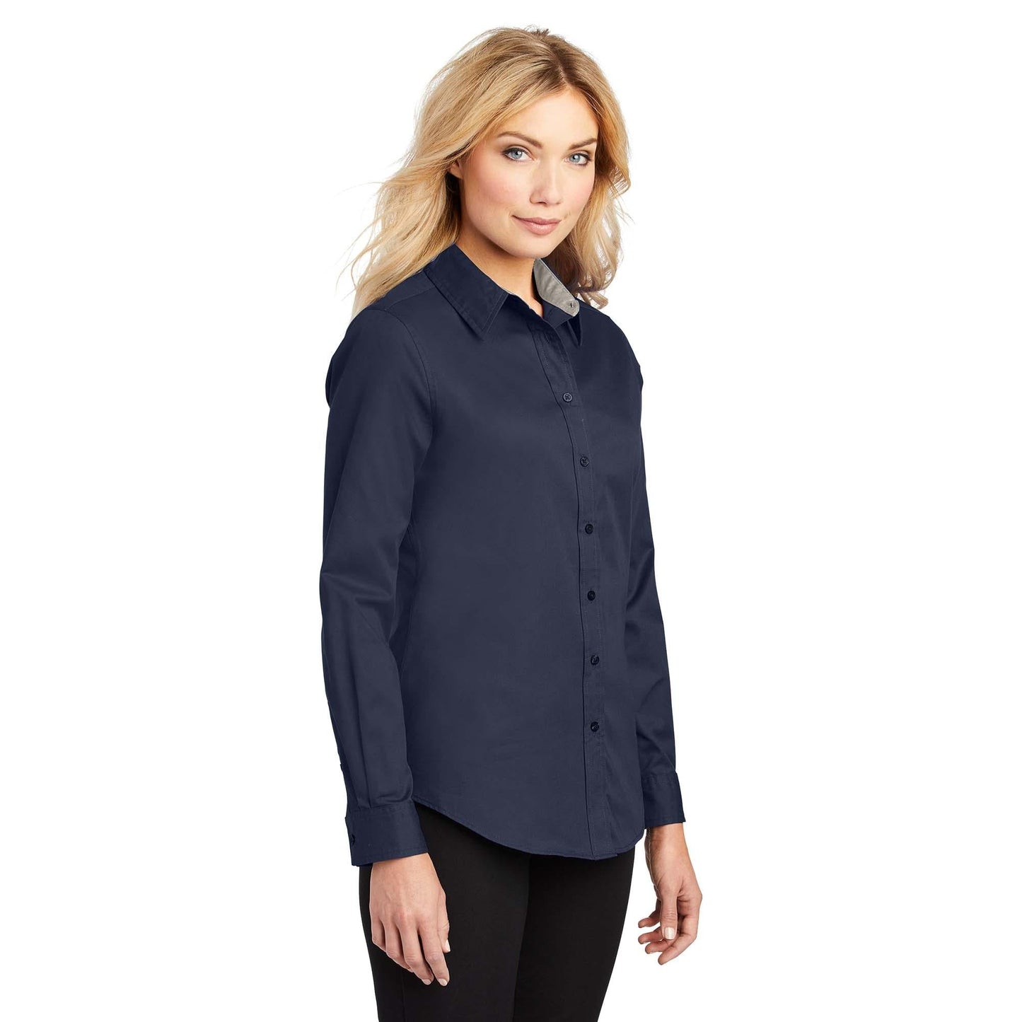 Black/Light Stone Button Up Shirt - Port Authority - Easy Care